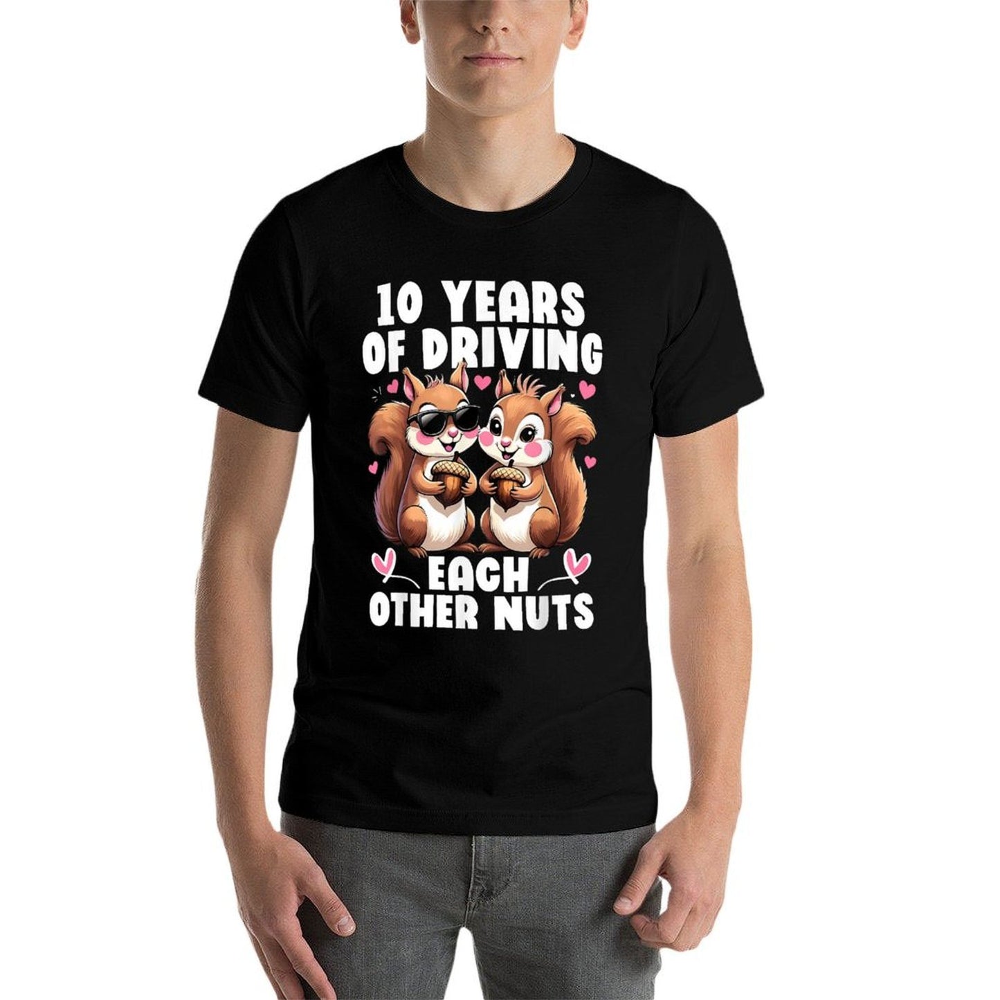 10 Years Driving Each Other Nuts Squirrel Couple Anniversary Moisture-wicking T-Shirt