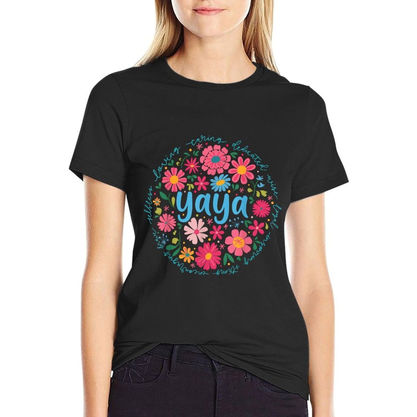 Yaya Mothers Day For Grandma Wildflower Floral Women Tagless Design T-Shirt