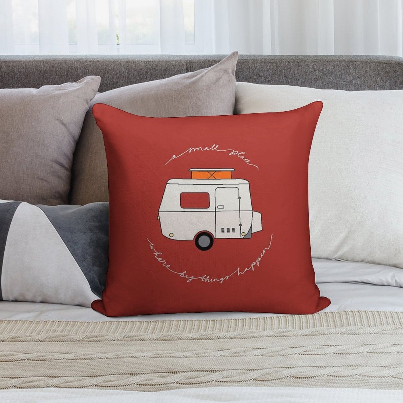 A Small Place Where Big Things Happen - Red Soft Short Plush Fabric Throw Pillow