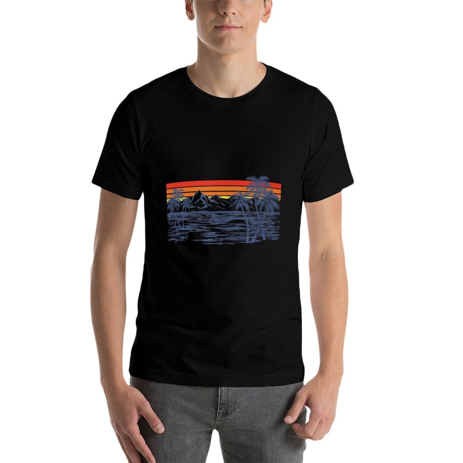Beach Paradise Art Line Landscape Logo  Breathable T-Shirt