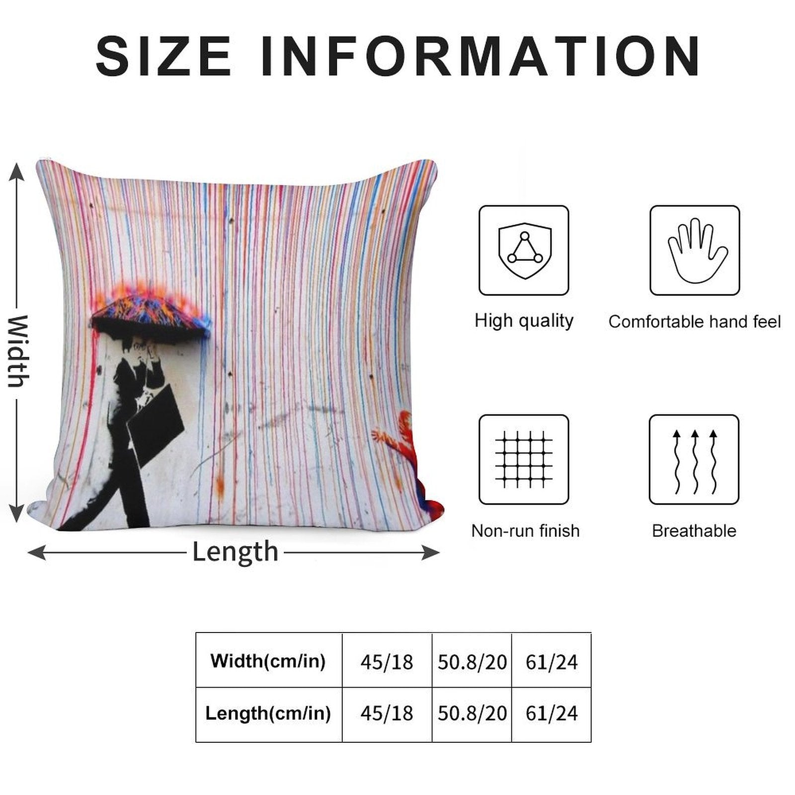 Banksy Rainbow Rain Soft Style Accent Throw Pillow