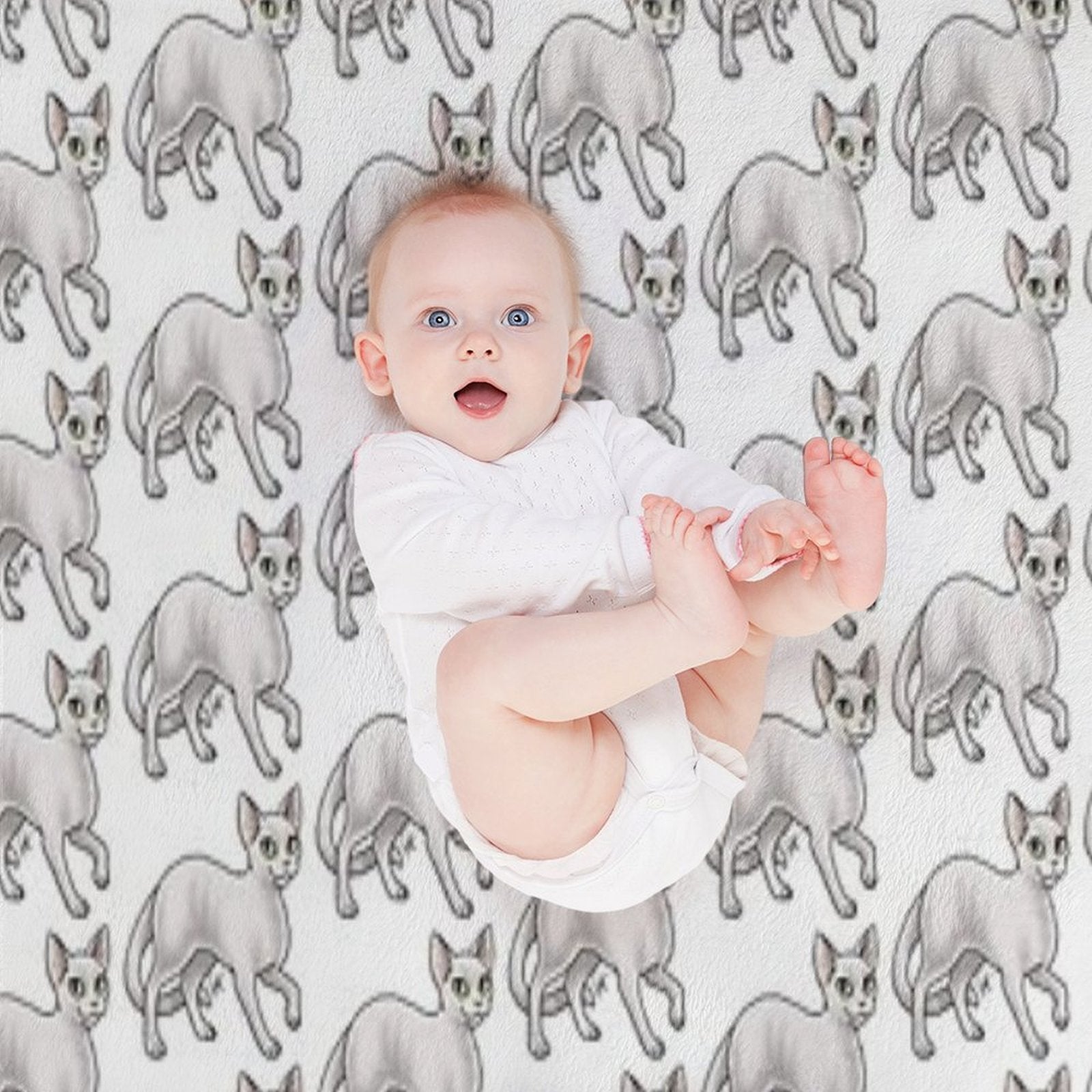 Cat - Devon Rex - White Gift-ready Throw Blanket