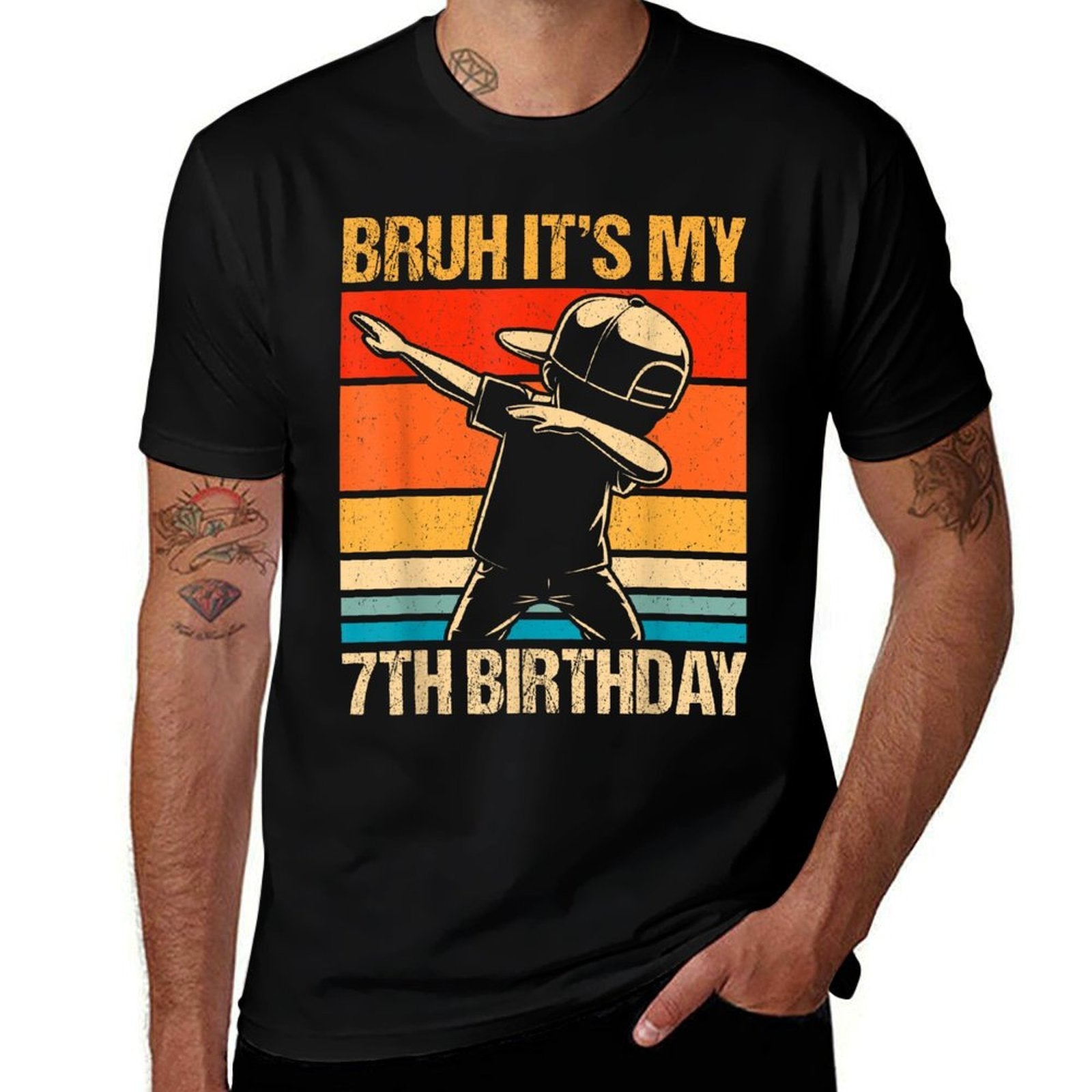7 Year Old Birthday Dabbing Boy Bruh It's My 7th Birthday  Quick-drying T-Shirt
