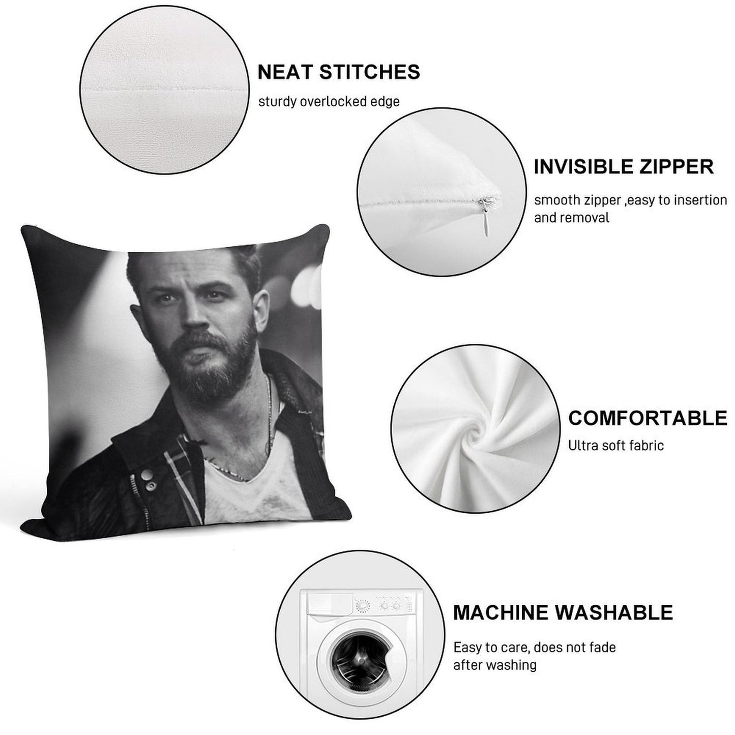 Tom Hardy Soft Multiple Sizes Throw Pillow