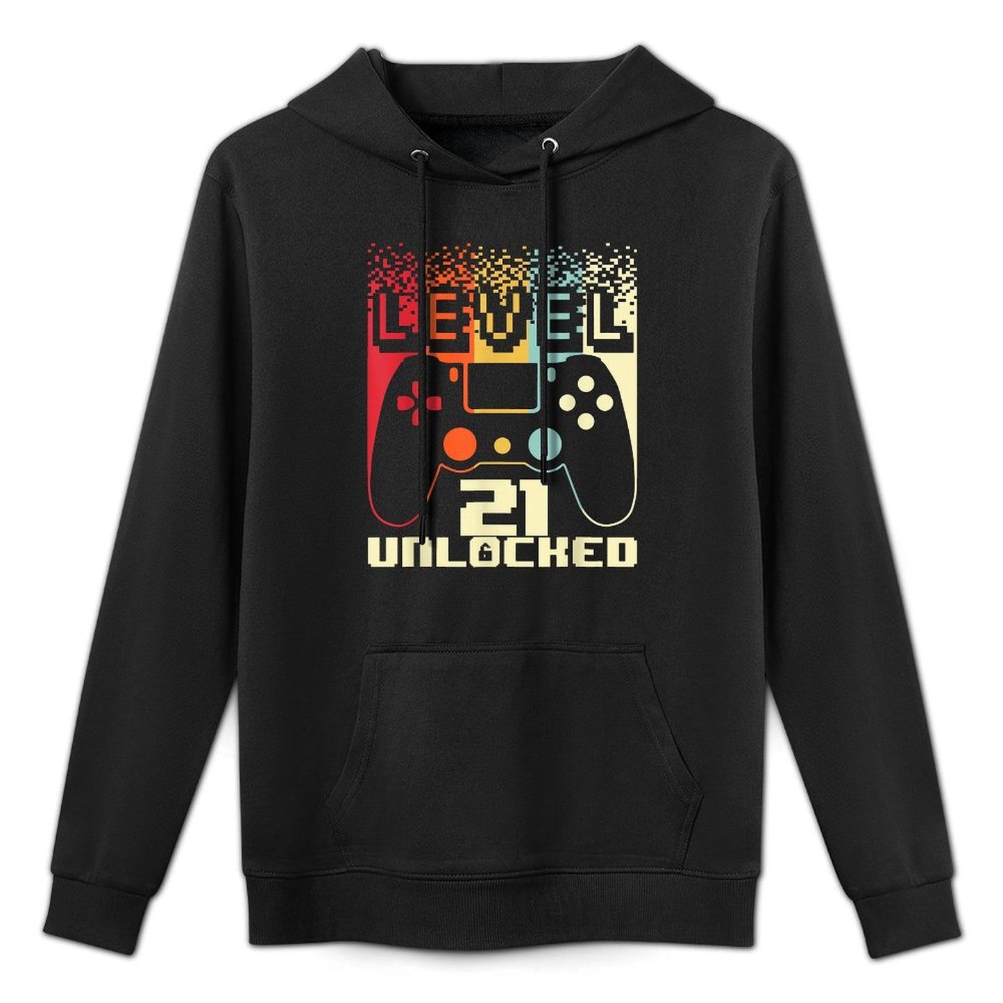 21st Birthday For Men Level 21 Unlocked Gamer 21 Year Old Kangaroo Pocket Hoodie