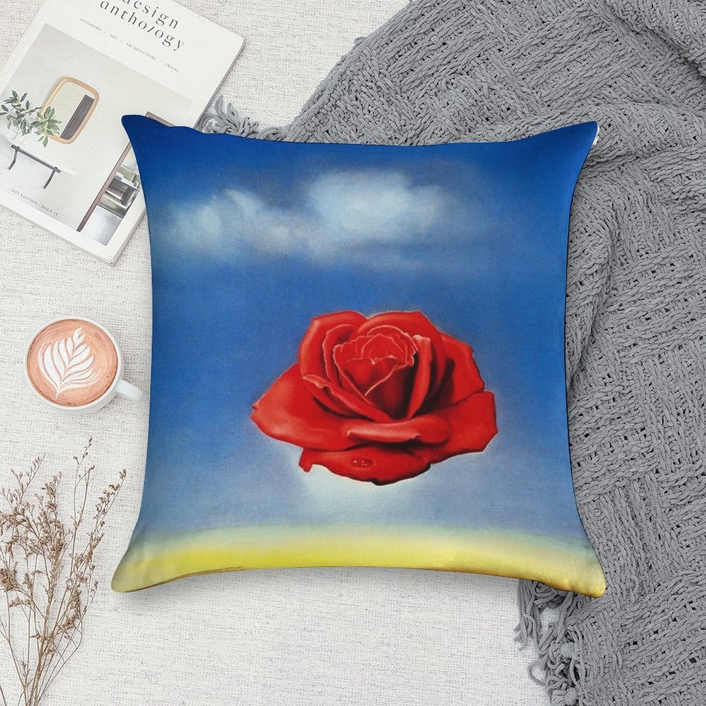 The Meditative Rose-Salvador Dali Soft Ultra-Soft Texture Throw Pillow