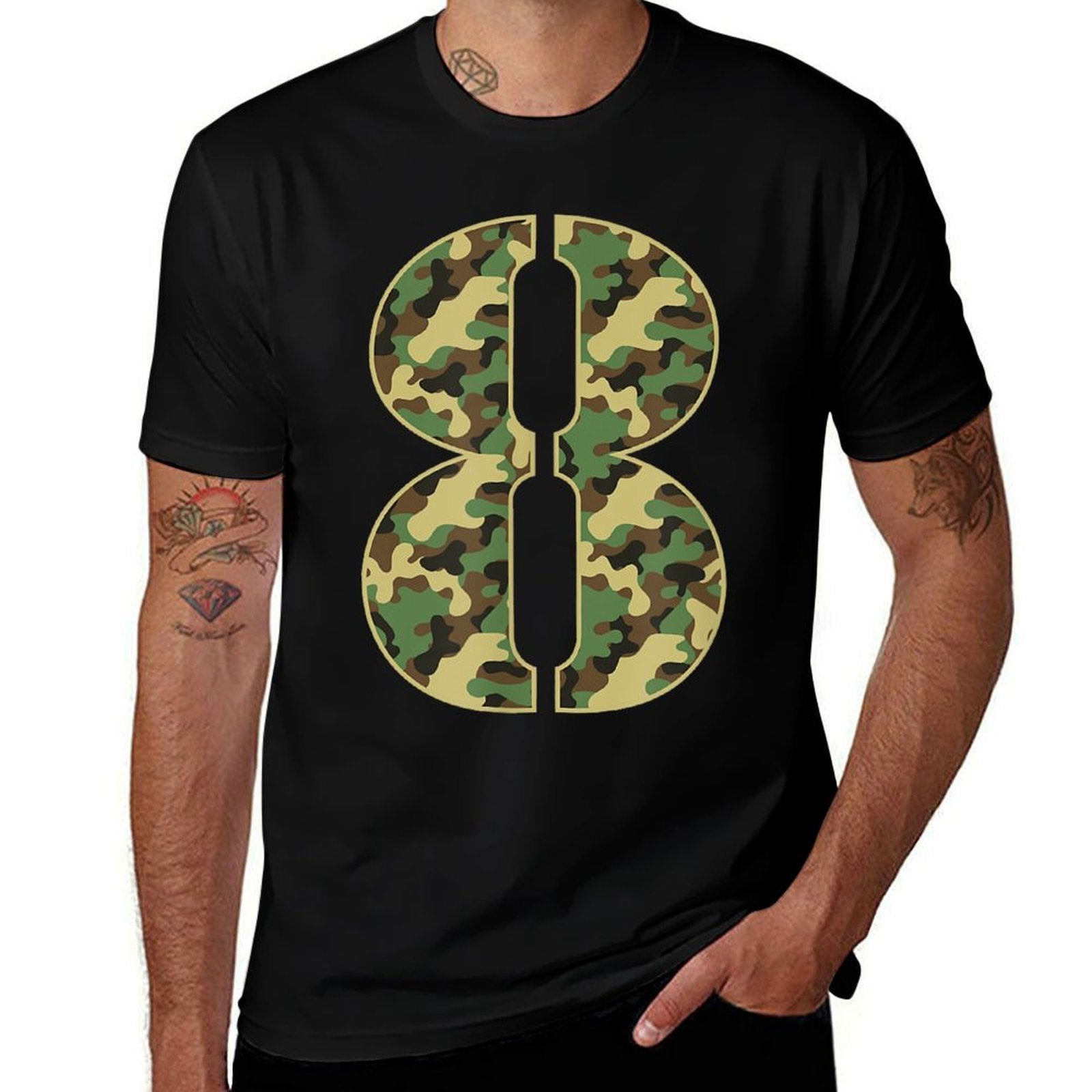 8th Birthday Soldier 8 Year Old Military Themed Camo  Easy-care T-Shirt