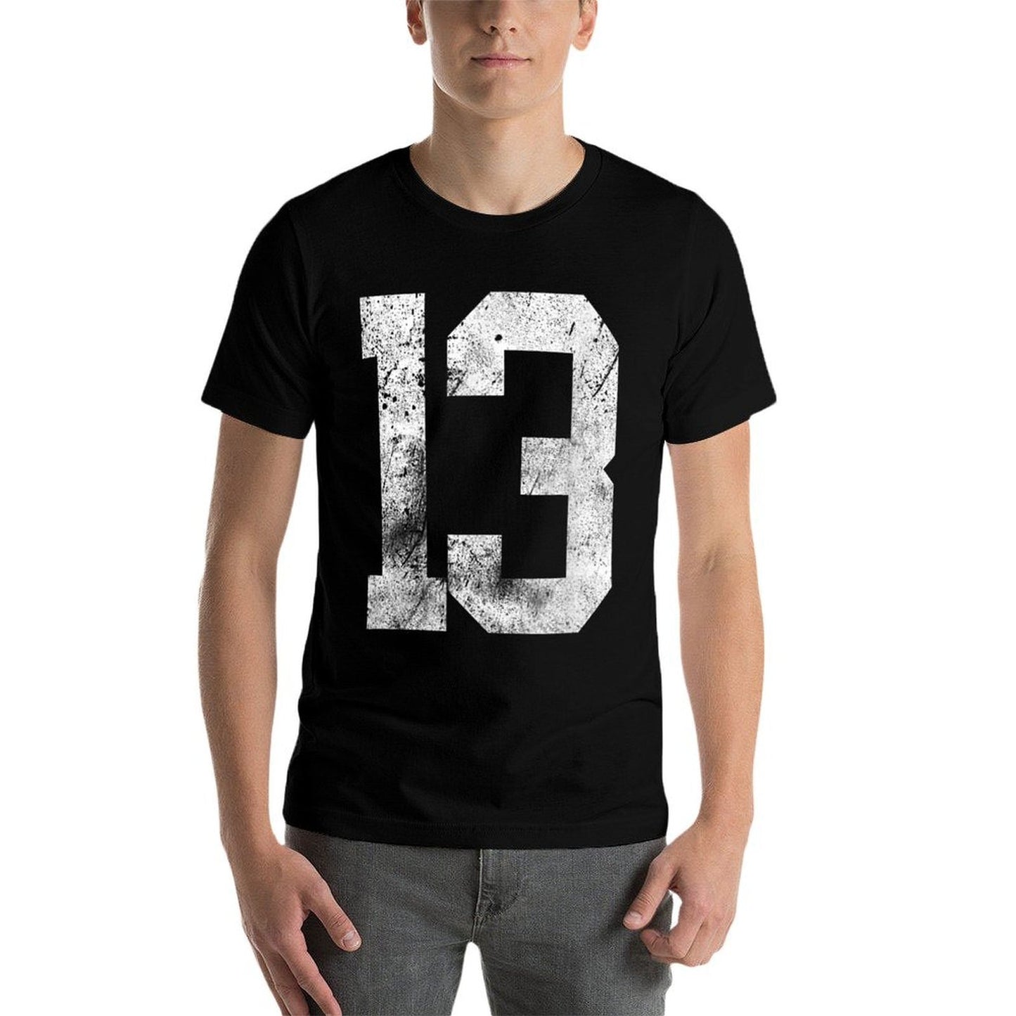 13 Cool Distressed Birthday Lucky Number Player 13th Polyester Blend T-Shirt