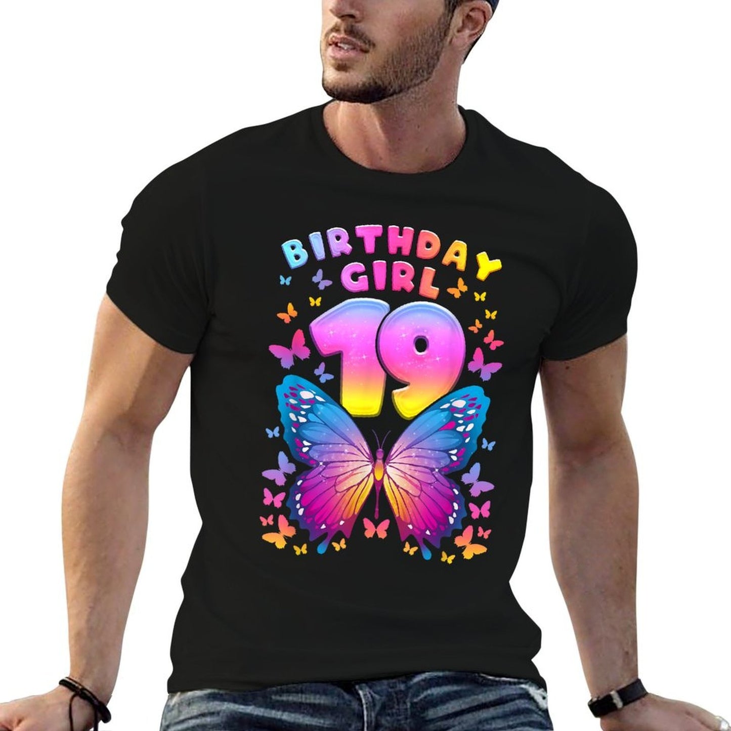 19th Birthday, Girl 19 Years, Butterfly, Number 19 Eco-friendly Material T-Shirt