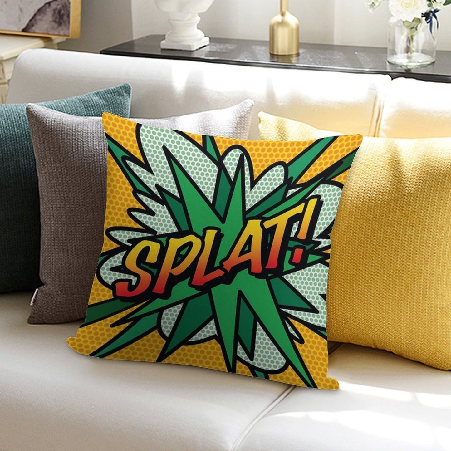SPLAT Comic Book Pop Art Modern Retro Fun Soft Home Decor Throw Pillow