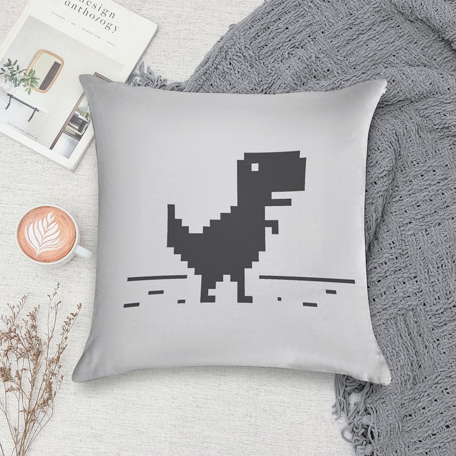 Google Chrome's Dino Soft Style Accent Throw Pillow