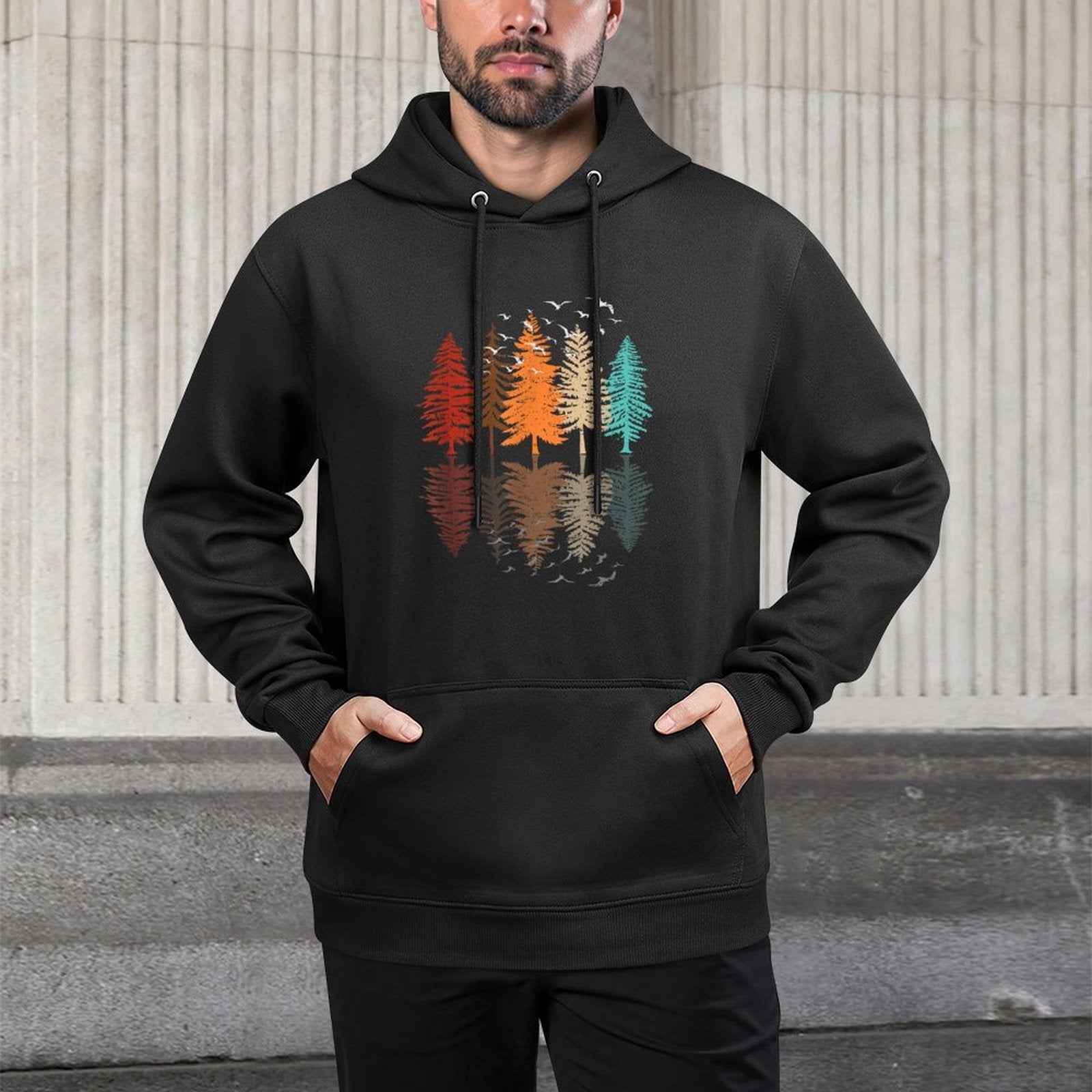 Trees Reflection Wildlife Landscape Nature Forest Relaxed Fit Hoodie