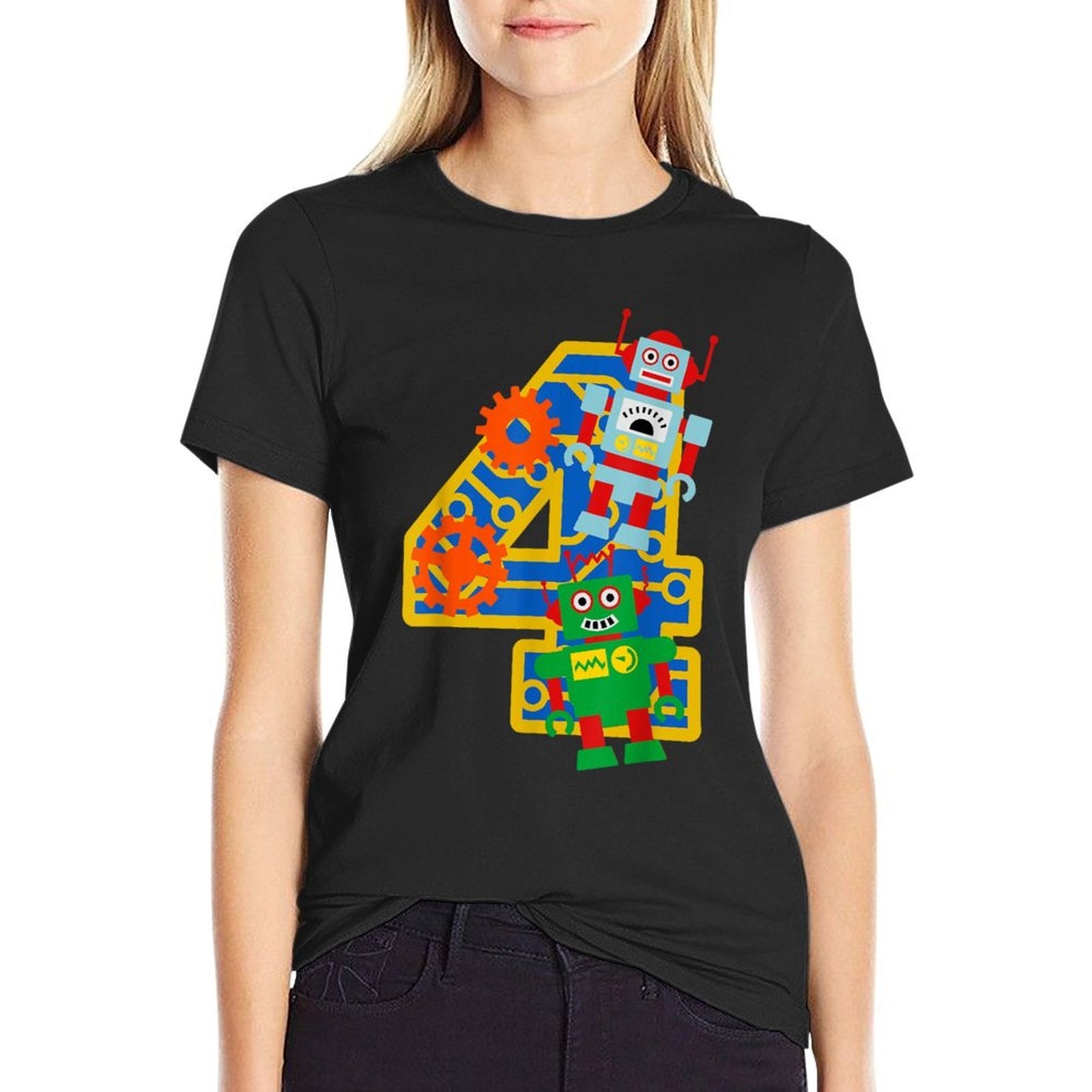 4th Birthday Boy 4 Year Old Little Robot Robotics Engineer  Versatile T-Shirt