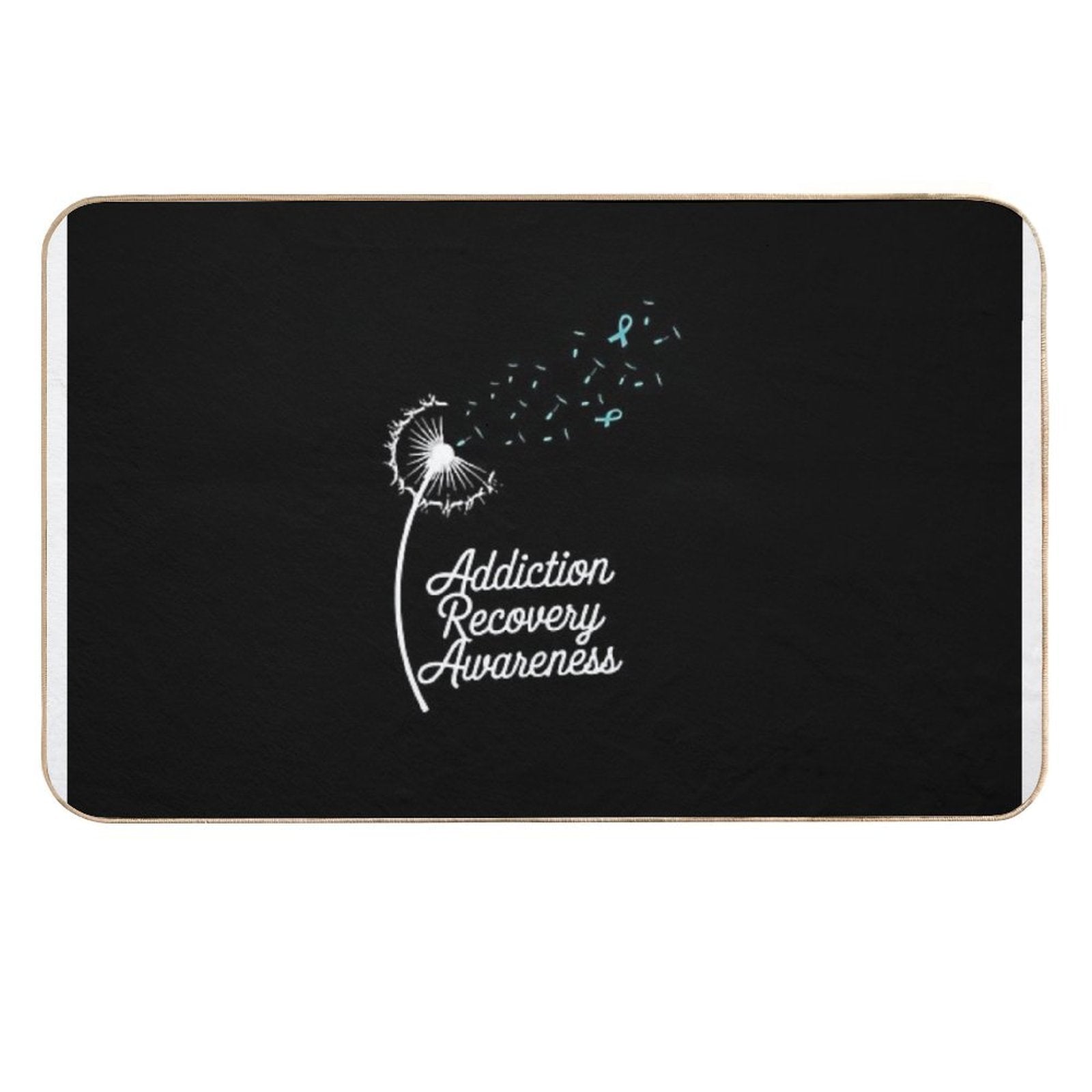 Addiction Recovery Awareness Dandelion Teal Ribbon  Odorless Bath Mat