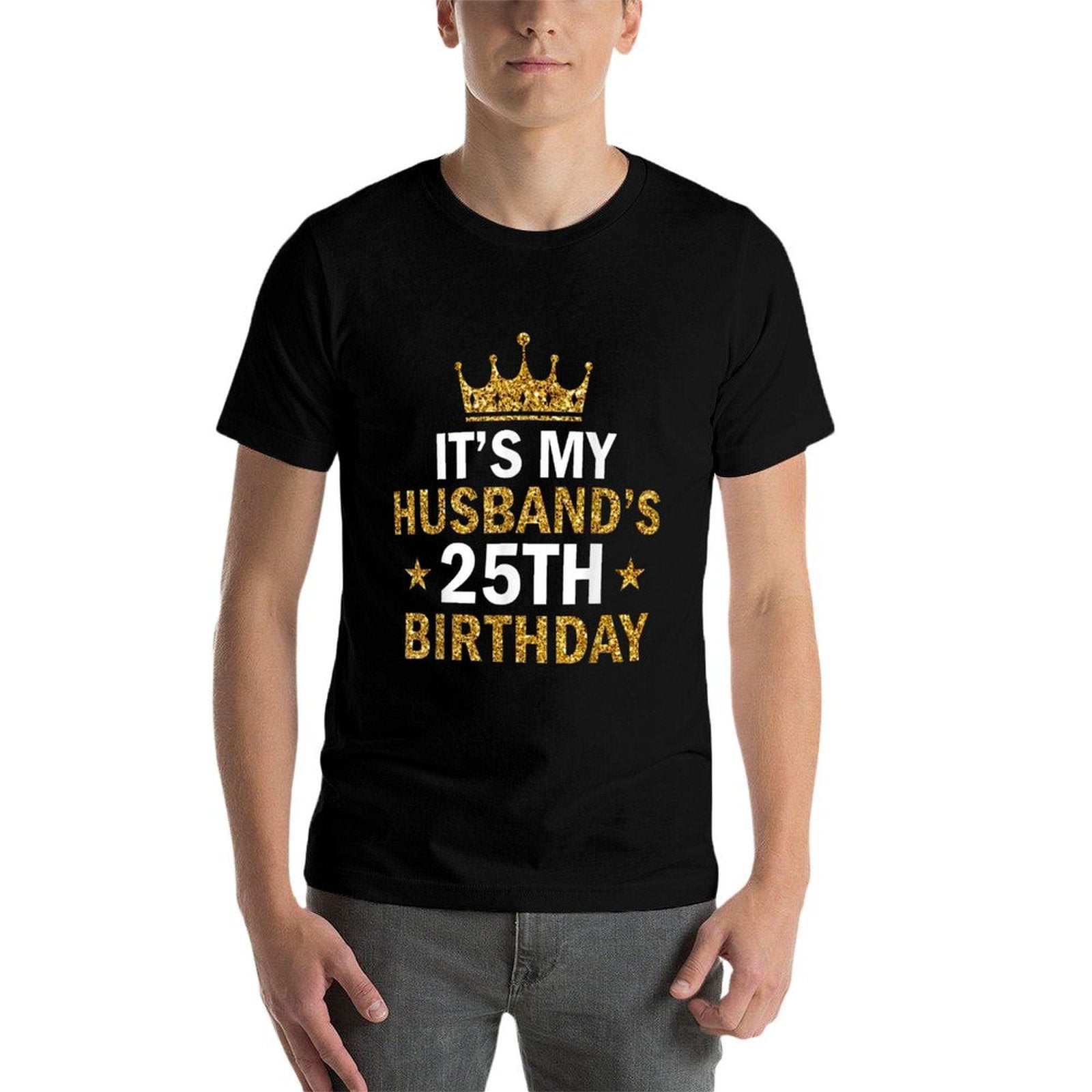 It's My Husband's 25 Year Old Birthday Couple 25th Birthday  Trendy Pattern T-Shirt