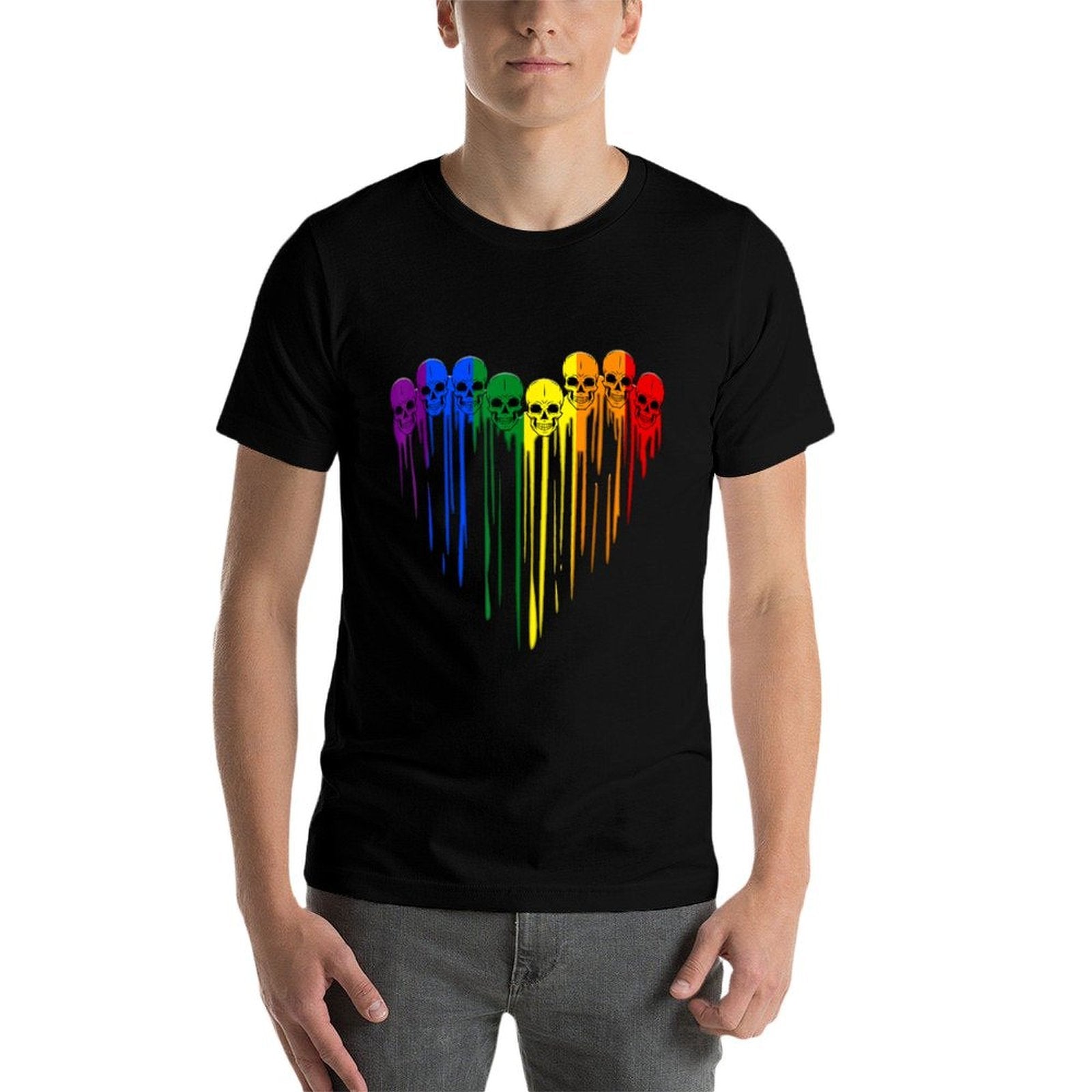 LGBT Gay Pride Skull Rainbow Heart LGBT Support  Versatile T-Shirt