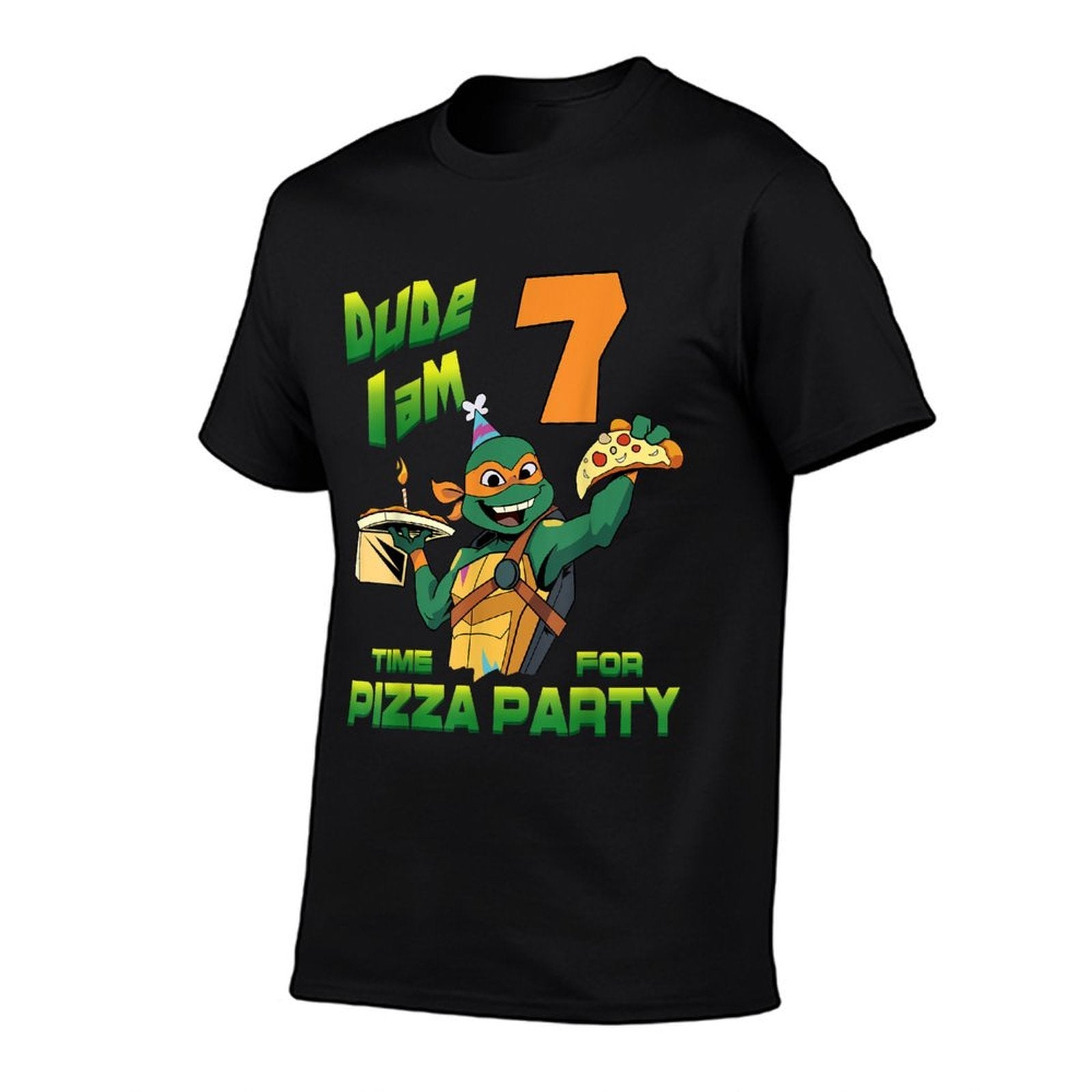 Mademark Xnage Mutant Ninja Turtles - Dude I Am 7 Years Old Mikey Pizza Birthday Party  Eco-friendly Material T-Shirt
