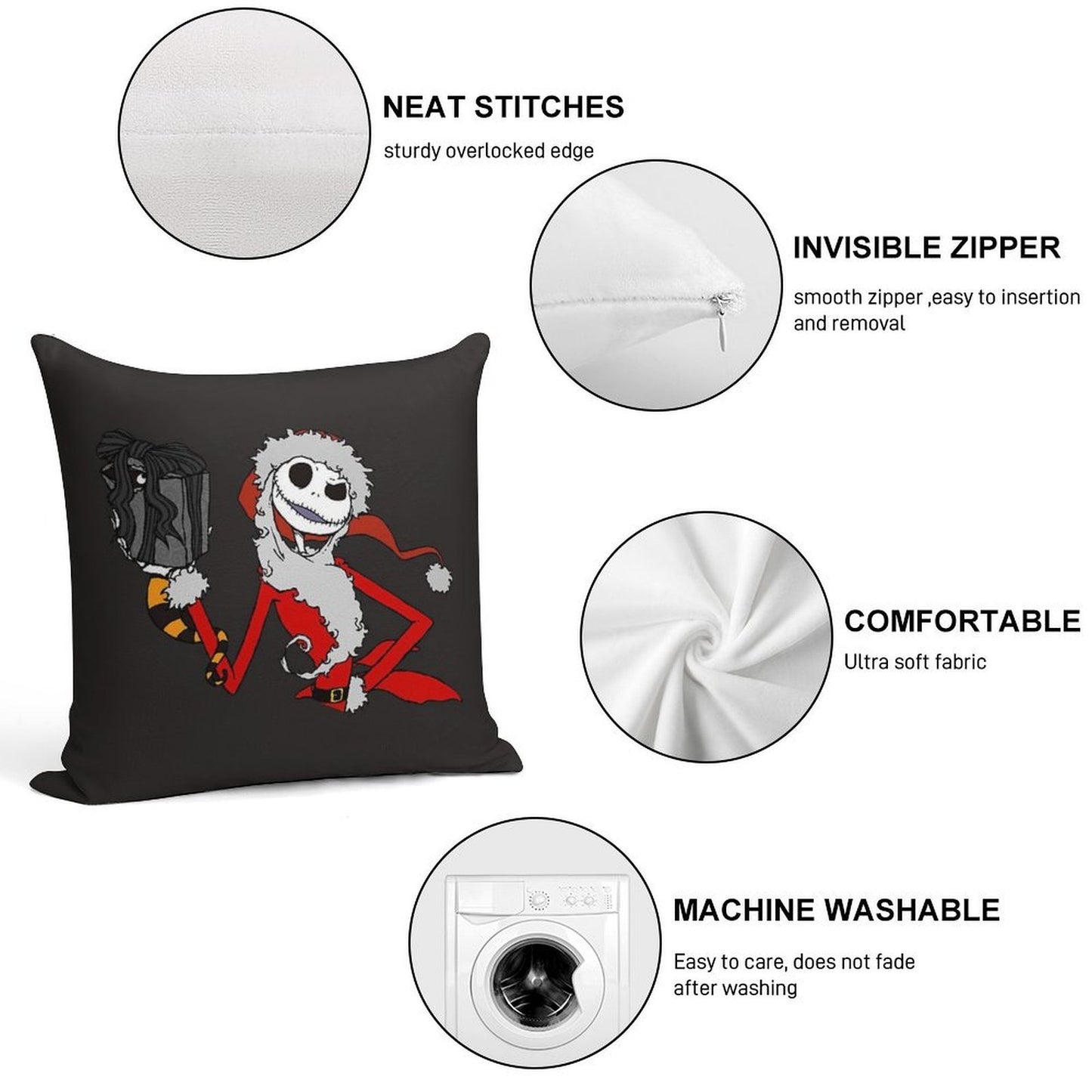 The Nightmare before Christmas Soft Shrink-Resistant Throw Pillow