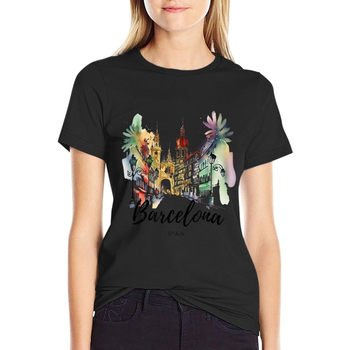 Vintage Spain Barcelona City Espana Souvenir Spain High-quality Stitching T-Shirt