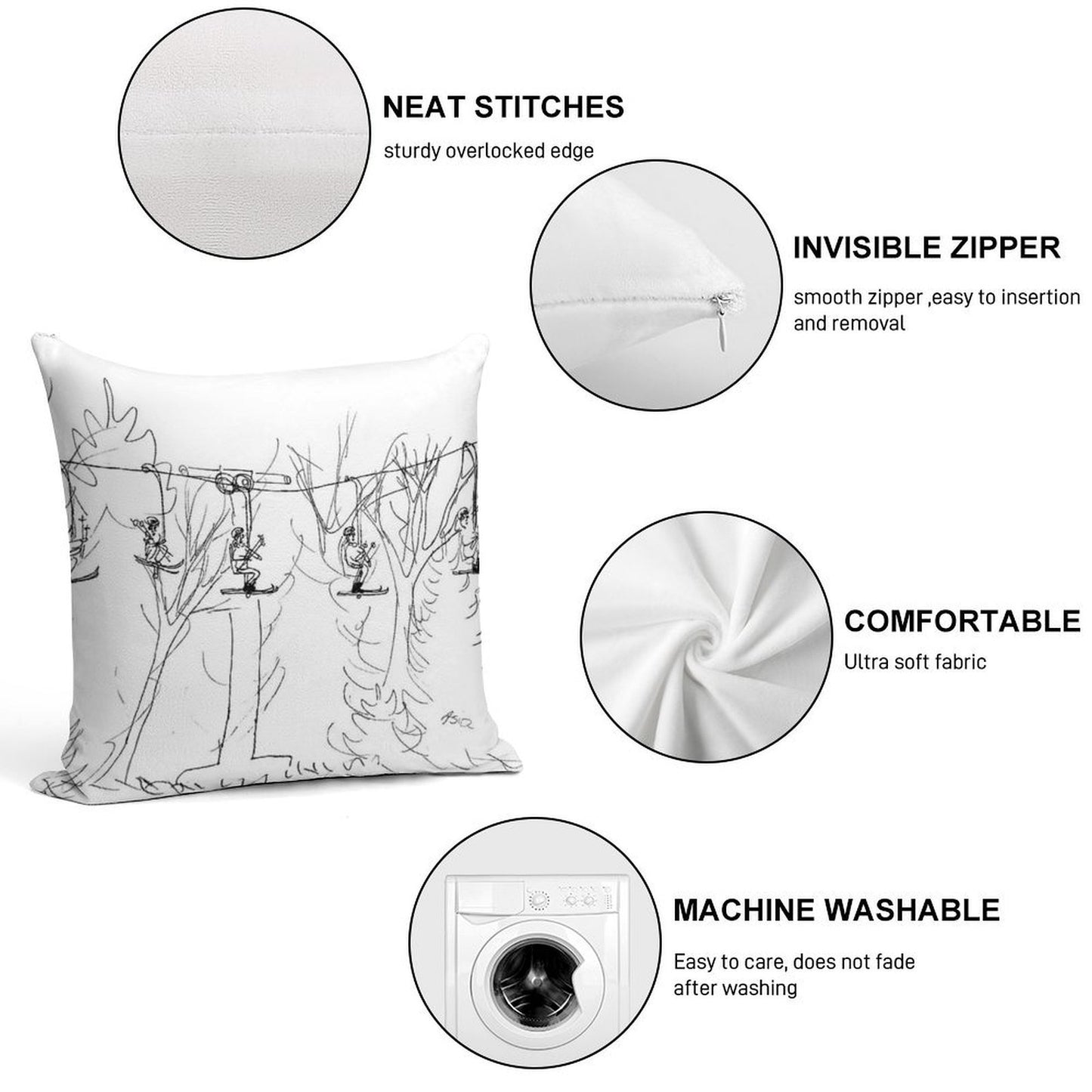Ski Lift Soft Ultra-Soft Texture Throw Pillow