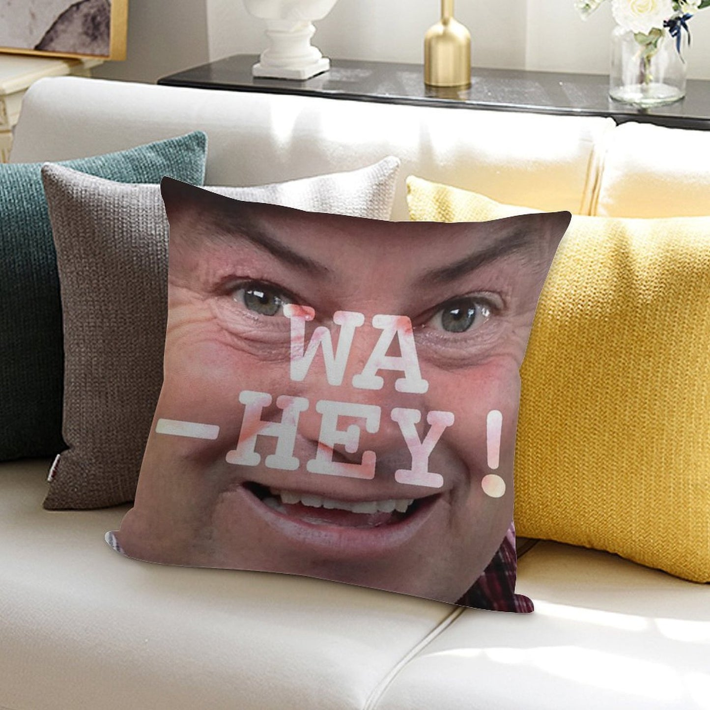 Wa-Hey! Wheeler Dealers Mike Brewer Tee Soft Durable Construction Throw Pillow