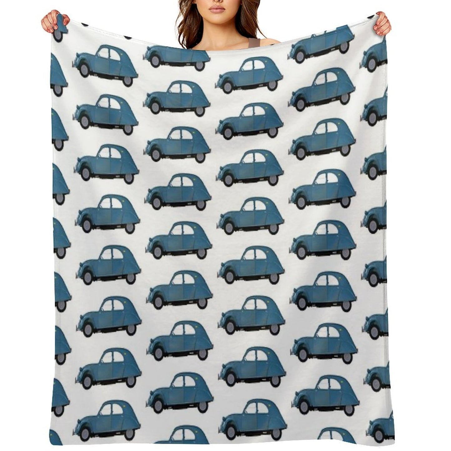2CV Deux Chevaux Teal Version Velvety-soft Throw Blanket