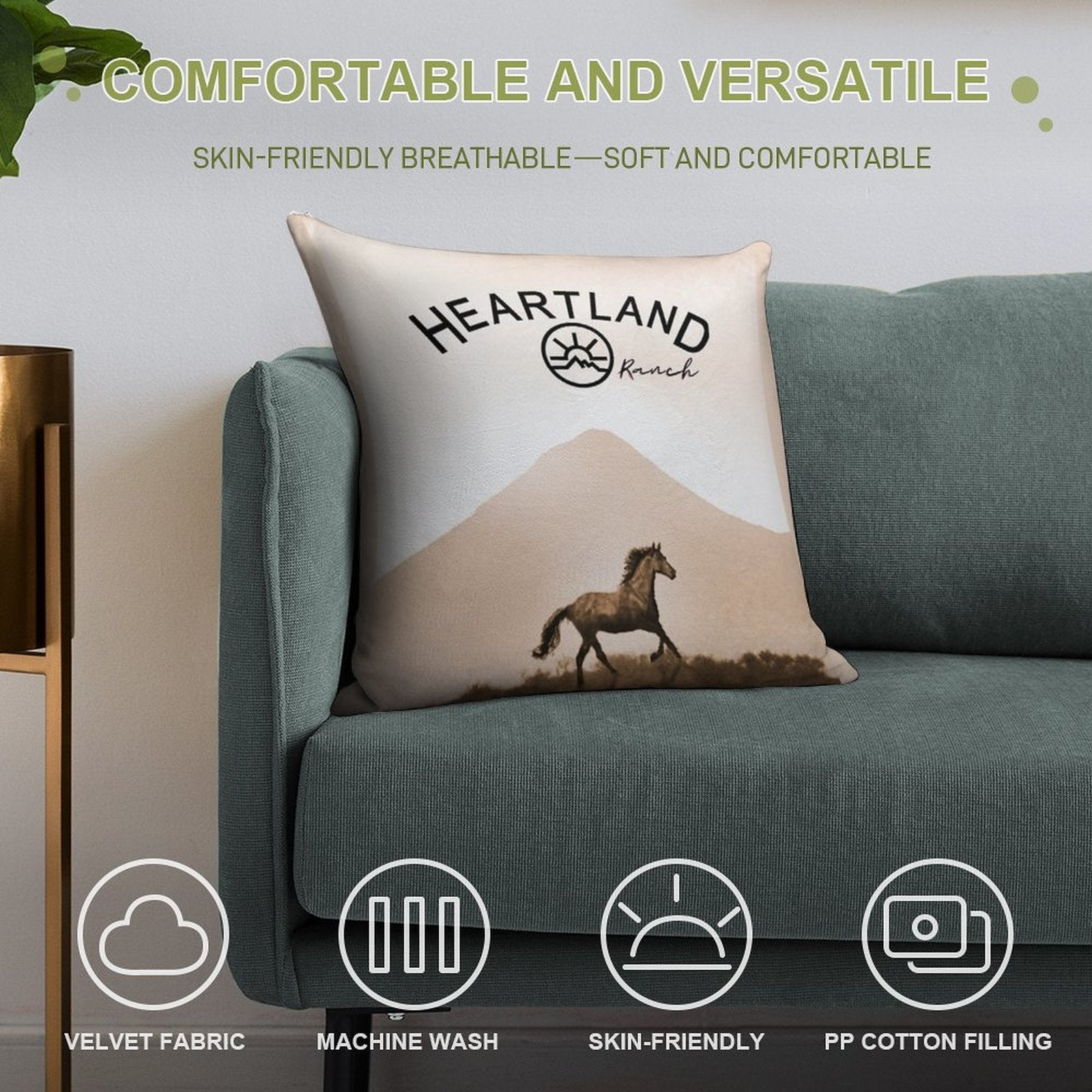 Heartland Ranch , Heartland Horse Soft Warmth Comfort Throw Pillow
