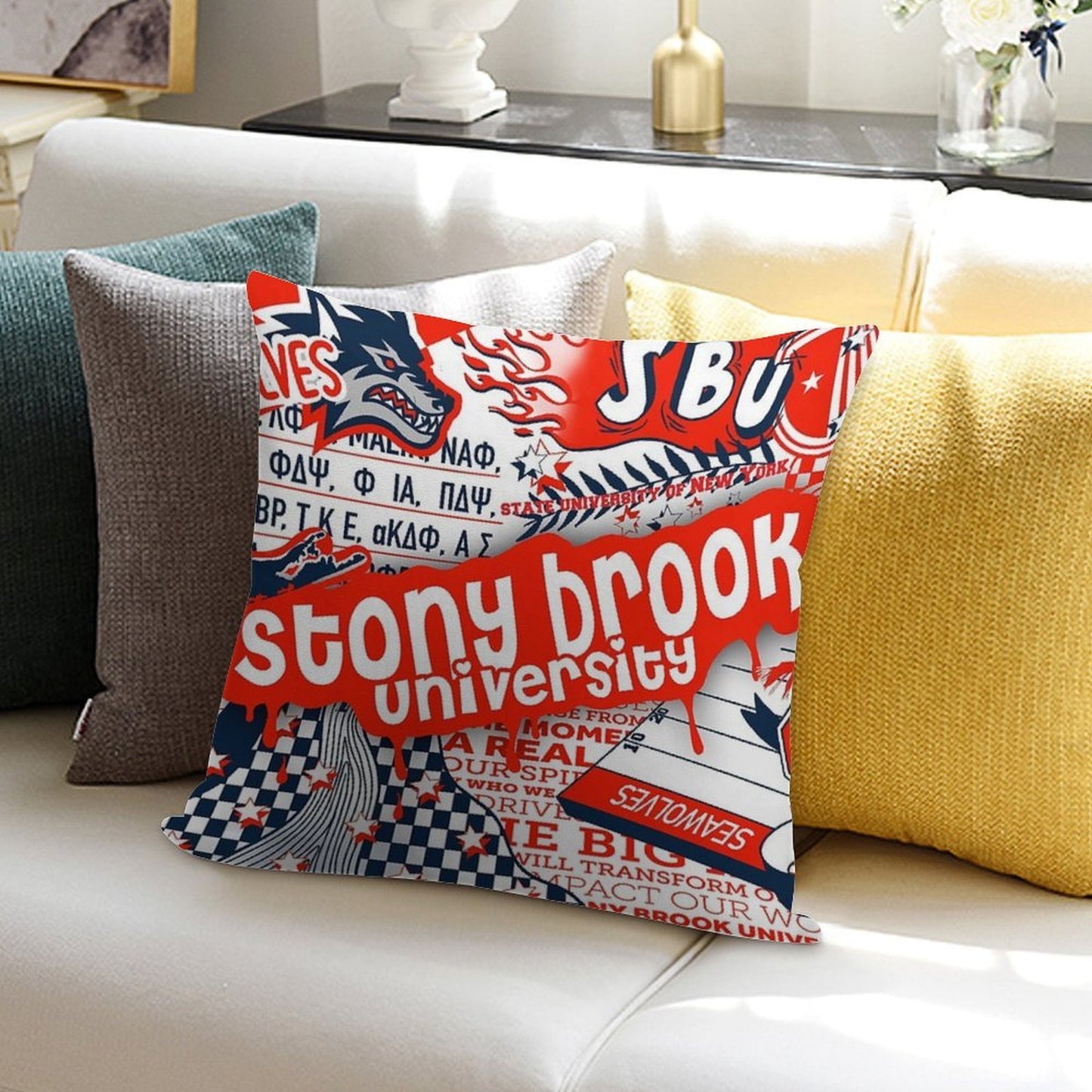 Stony Brook (Digital Collage) Soft Gift Ready Throw Pillow