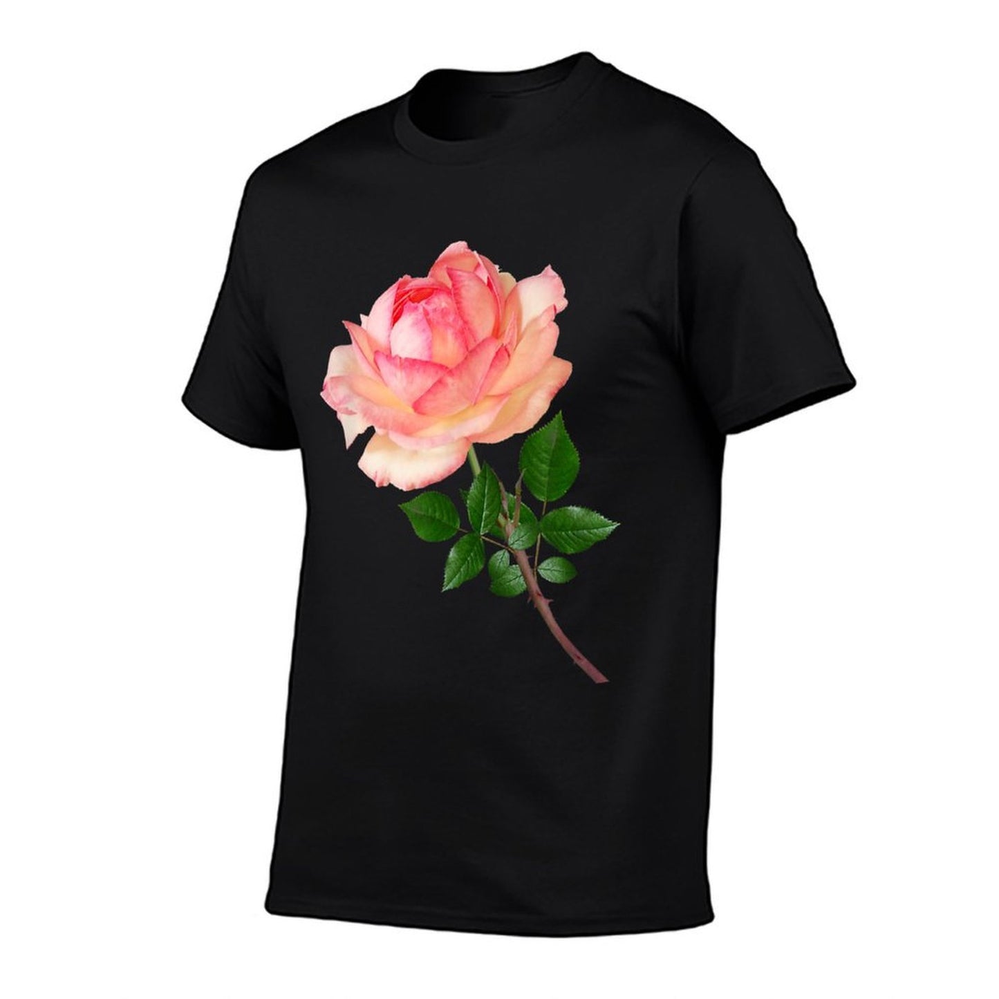 White And Pink Rose Morning Blush Botanical Flower Easy-care T-Shirt