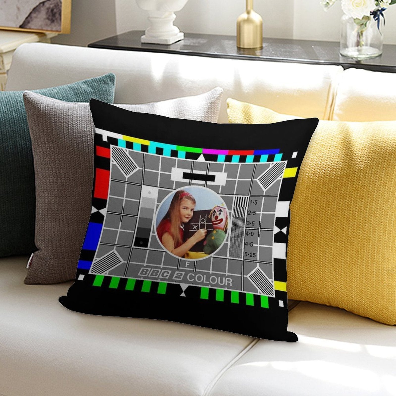 Beebthings Testcard F Soft Home Decor Throw Pillow