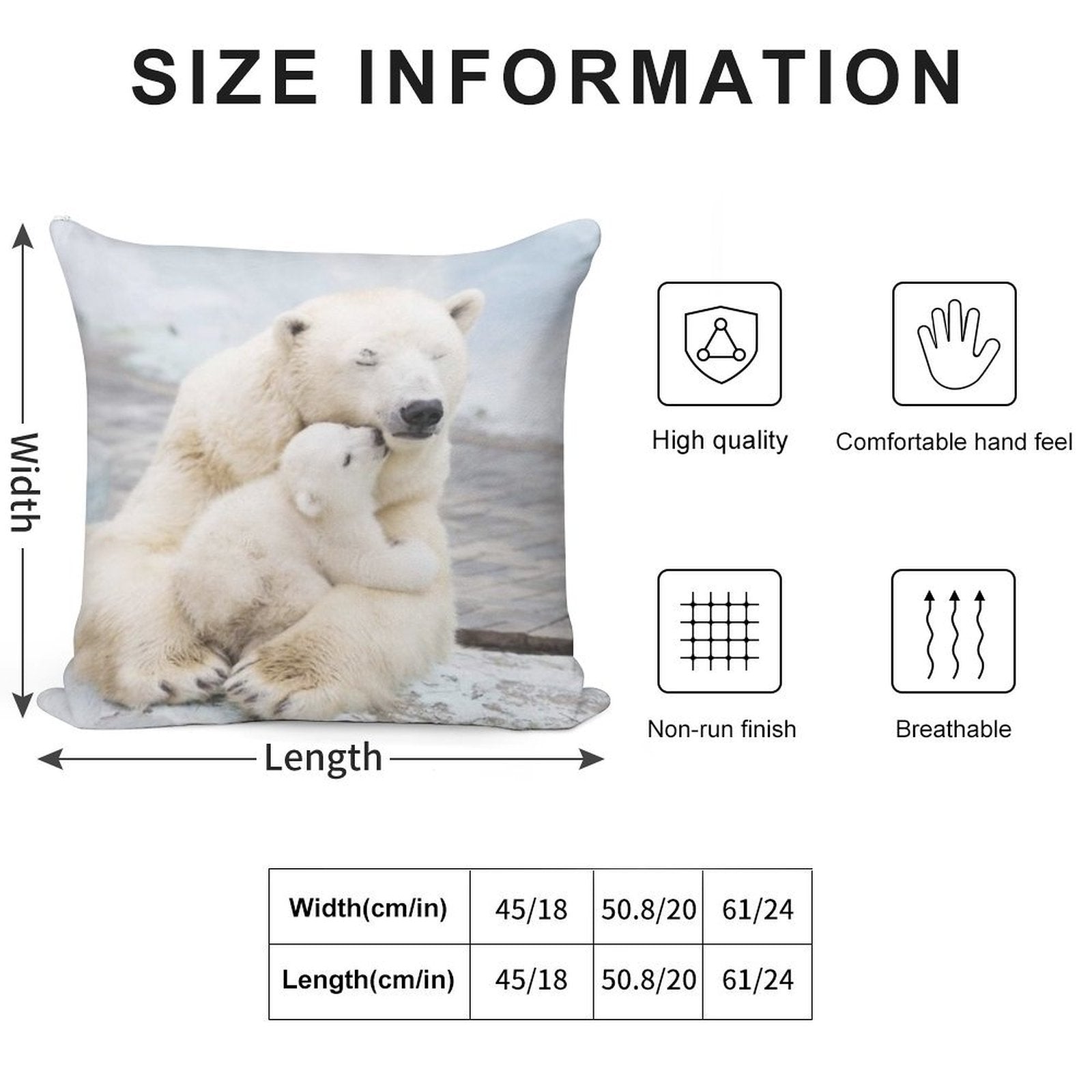 Polar Bear And Baby Soft Fade-Resistant Throw Pillow