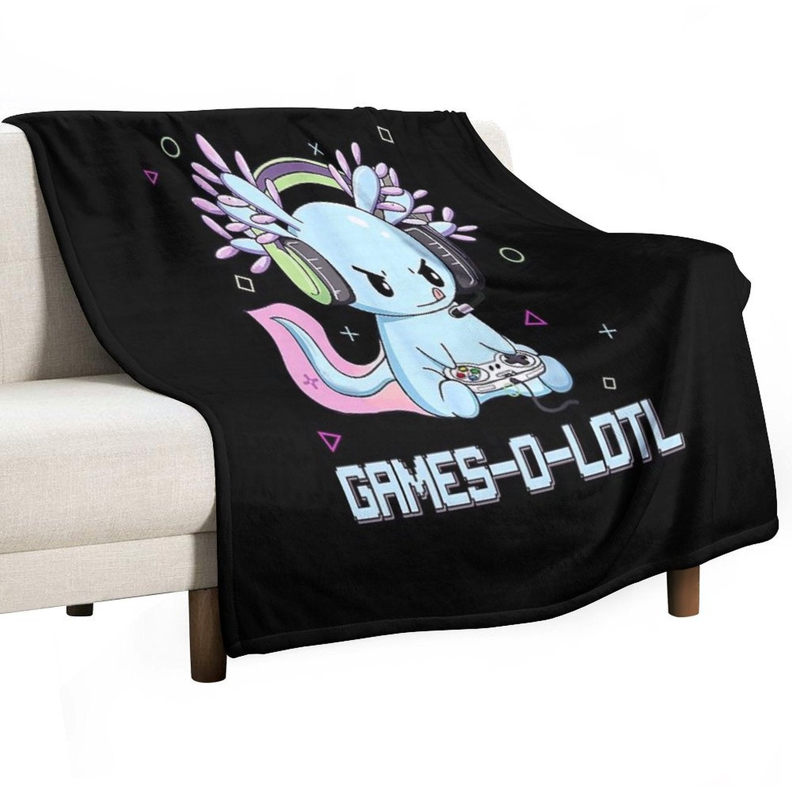 Gamesolotl Axolotl Video Gamer Kawaii Pastel Goth Anime Shrink-resistant Throw Blanket