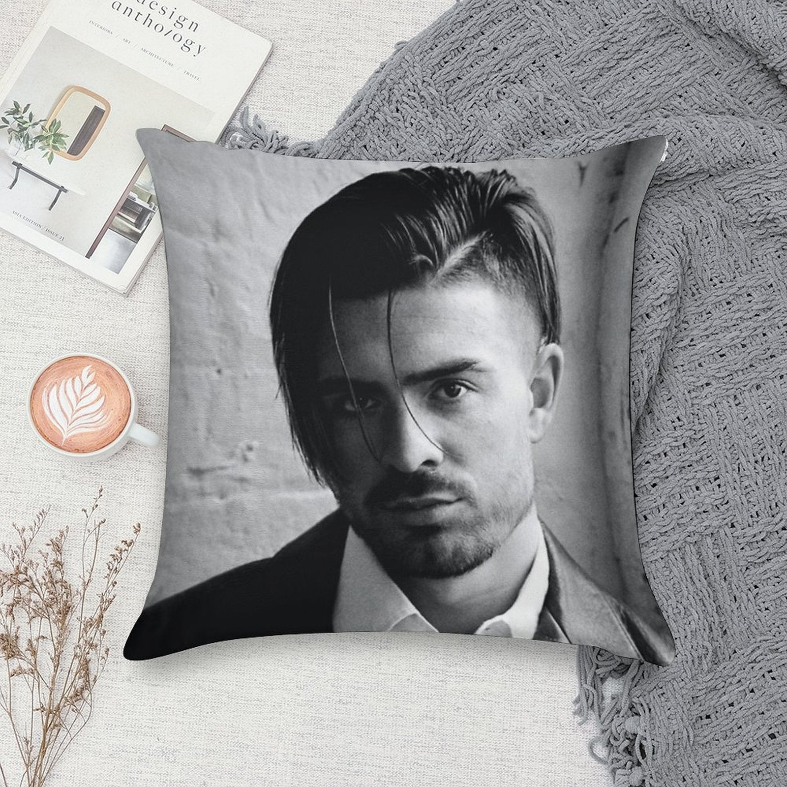 Jack Grealish Black And White Soft Easy Maintenance Throw Pillow