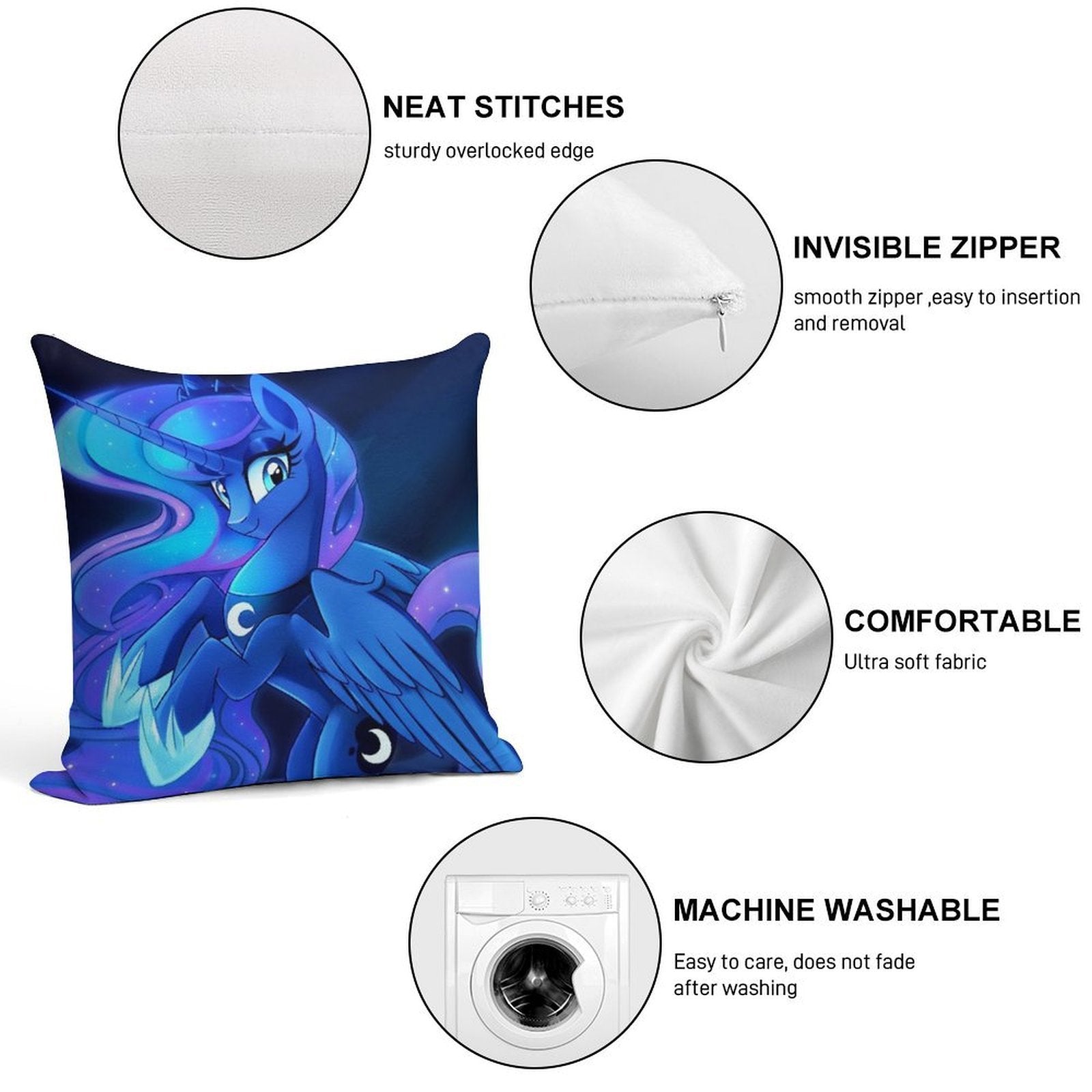 Princess Luna Soft Anti-Pilling Throw Pillow