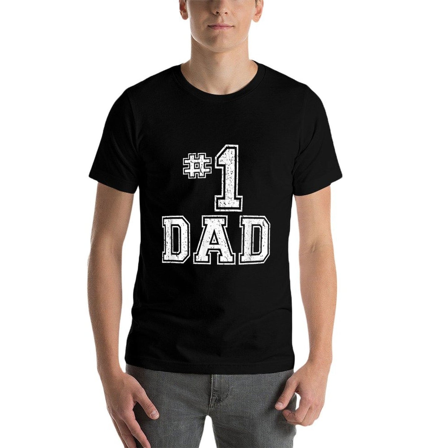 #1 Dad Number One Fathers Day Vintage Style Heathered Texture T-Shirt