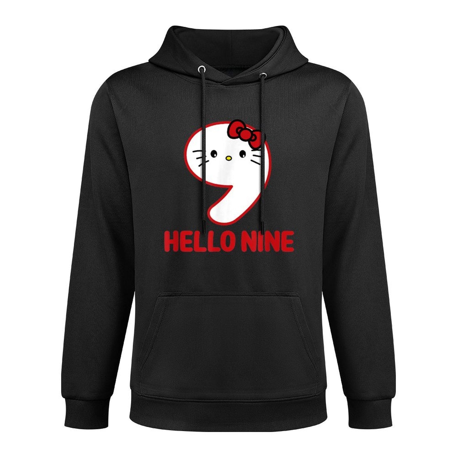Happy Birthday Kitty, Cute Hello Nine Bday 9th Kawaii Gift Medium-Weight Fabric Hoodie