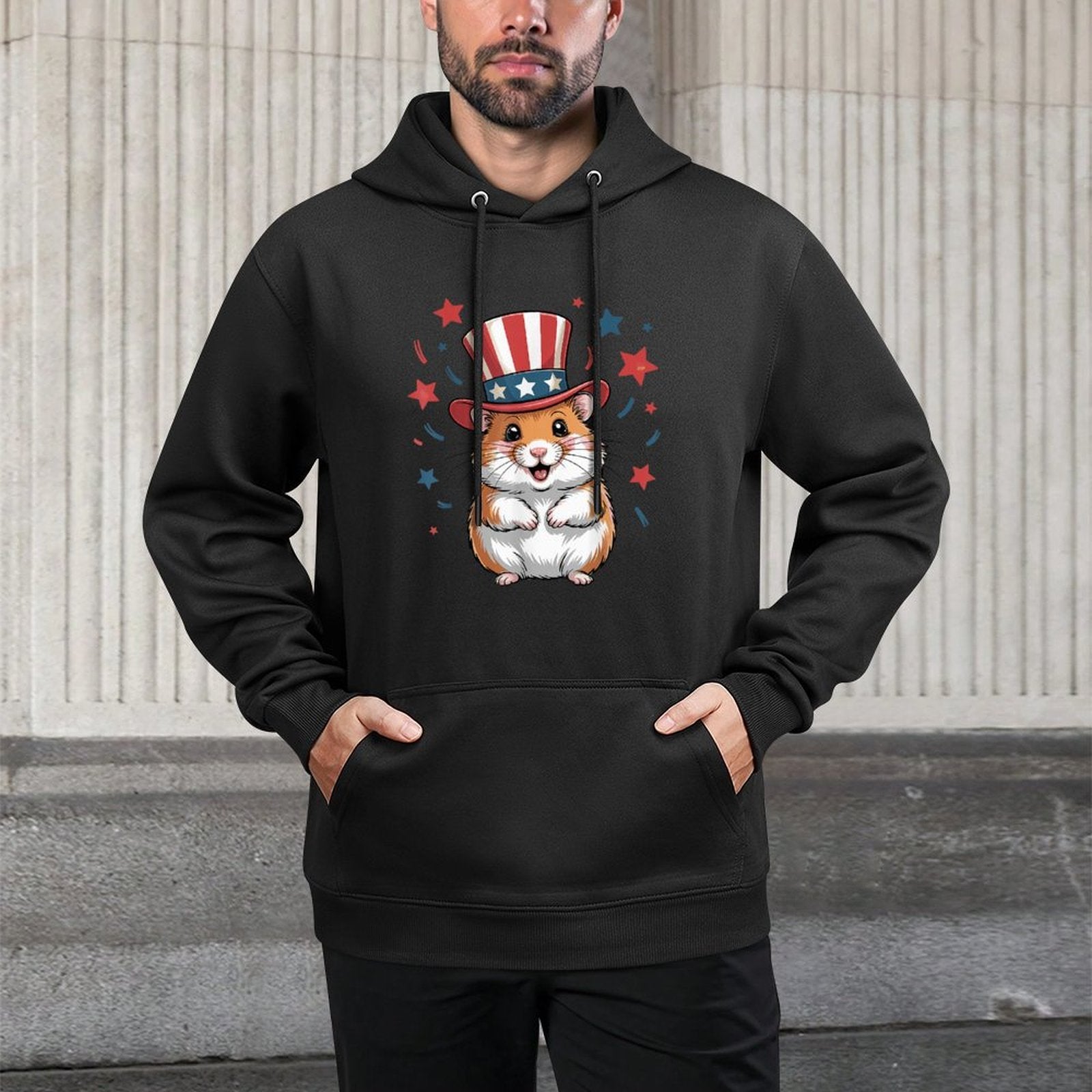 Patriotic Hamster Animals Lovers Independence 4th of July Shape Retention Hoodie