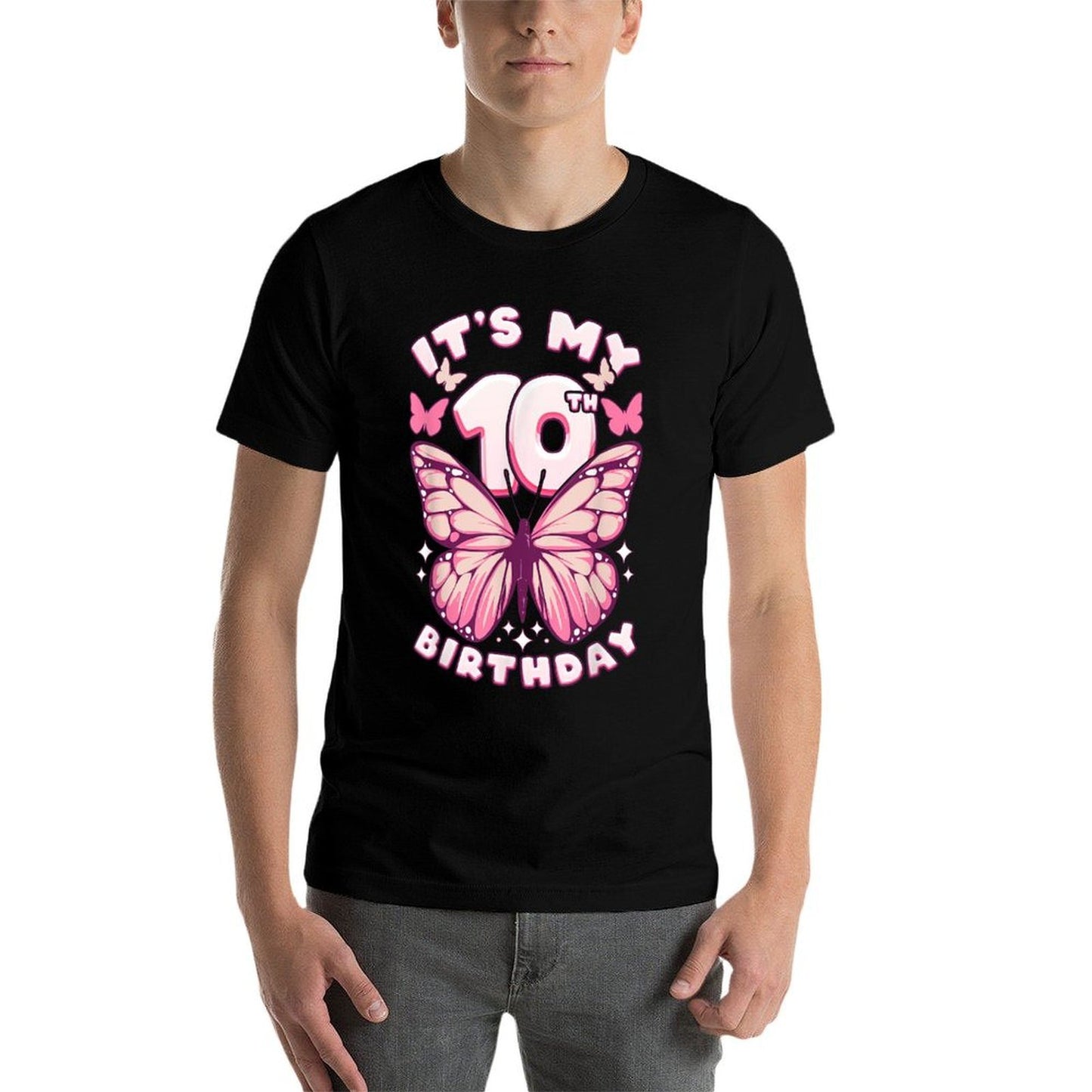 10th Birthday Girl 10 Years Butterflies And Number 10 Wrinkle-resistant T-Shirt