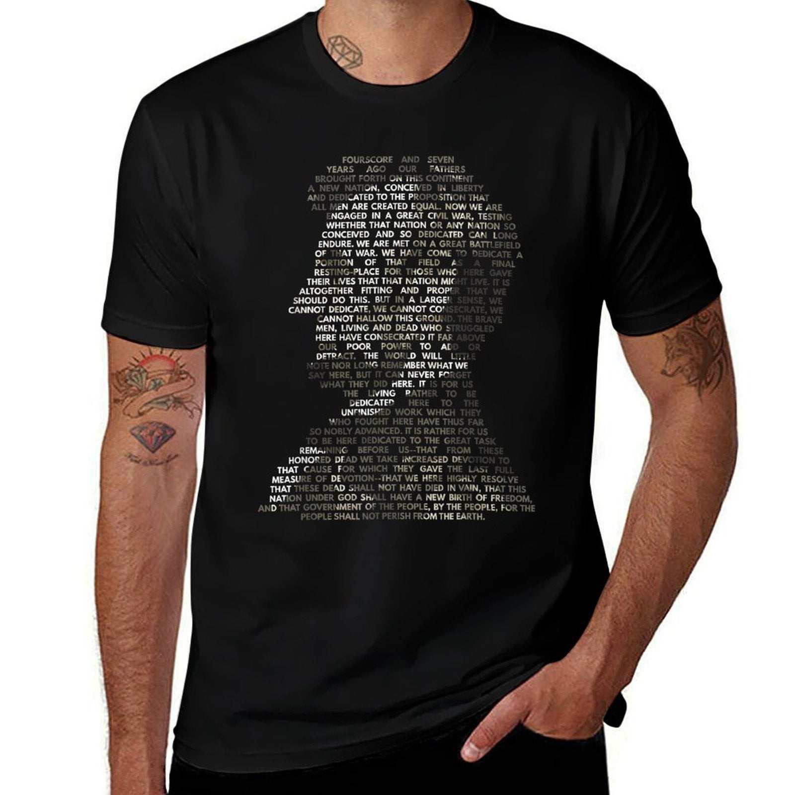 Abraham Lincoln Portrait Gettysburg Address  Affordable Price T-Shirt