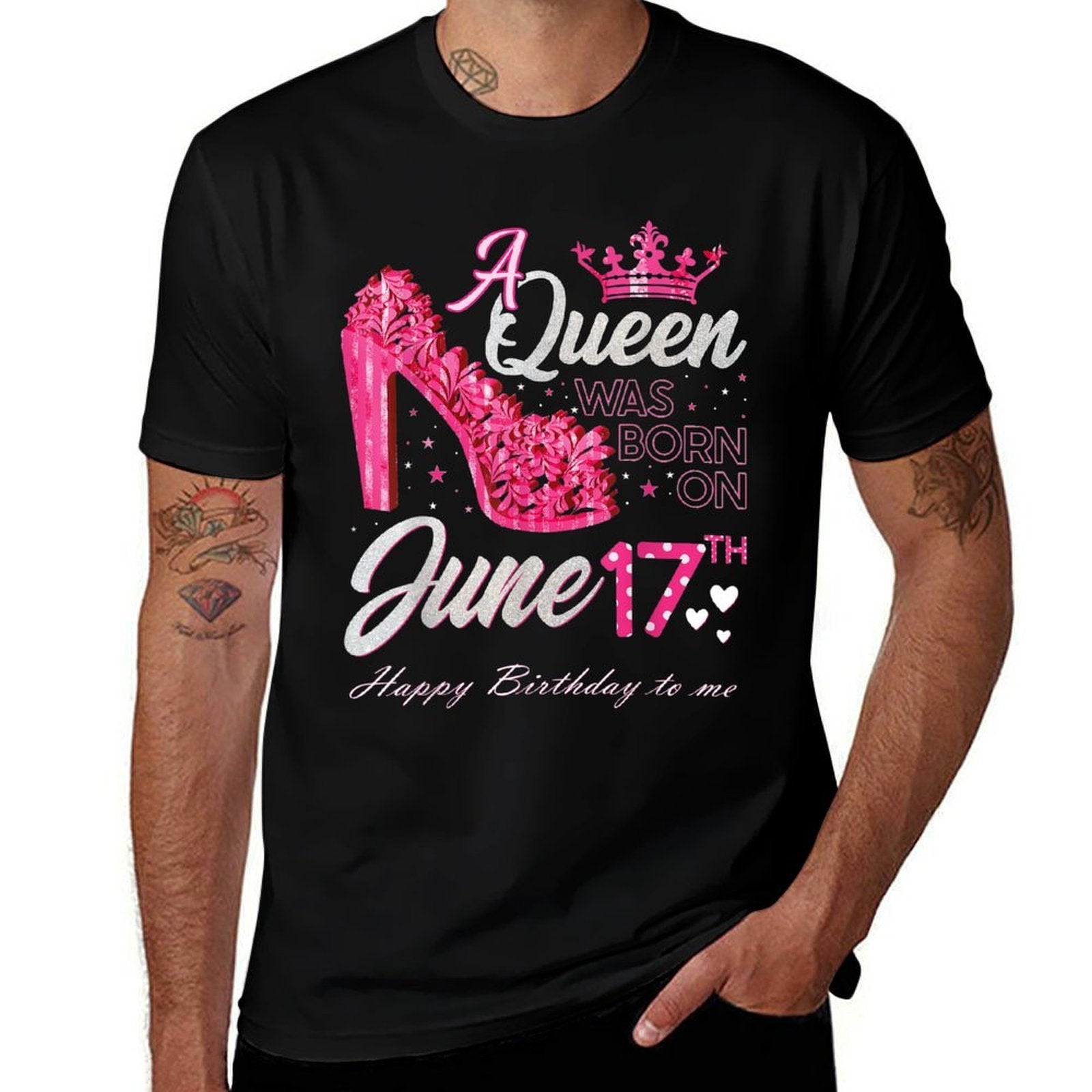 A Queen Was Born on June 17 High Heels June 17th Birthday  Vintage-inspired T-Shirt