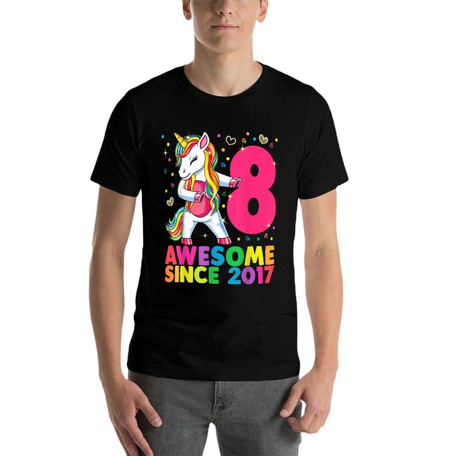 8 Years Old Unicorn Flossing 8th Birthday Girl Unicorn Party  Lightweight T-Shirt