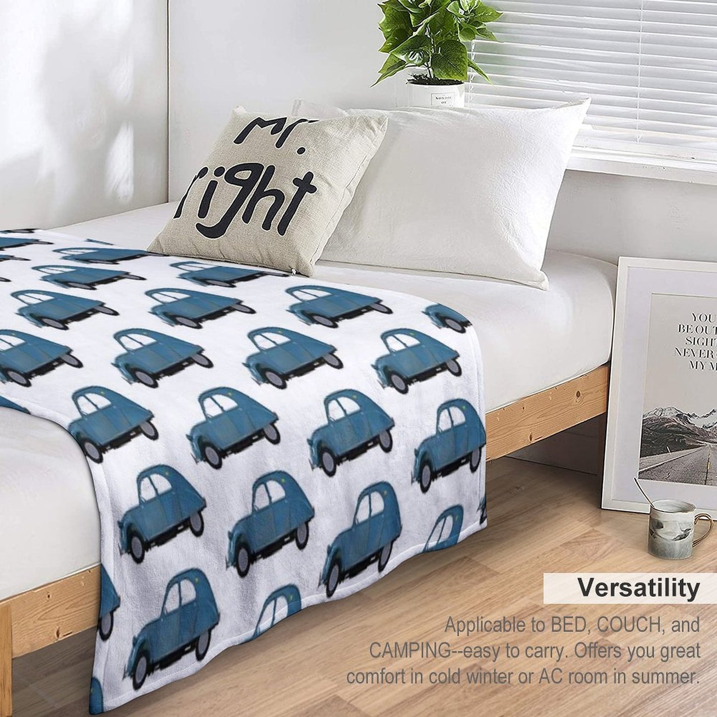 2CV Deux Chevaux Teal Version Velvety-soft Throw Blanket