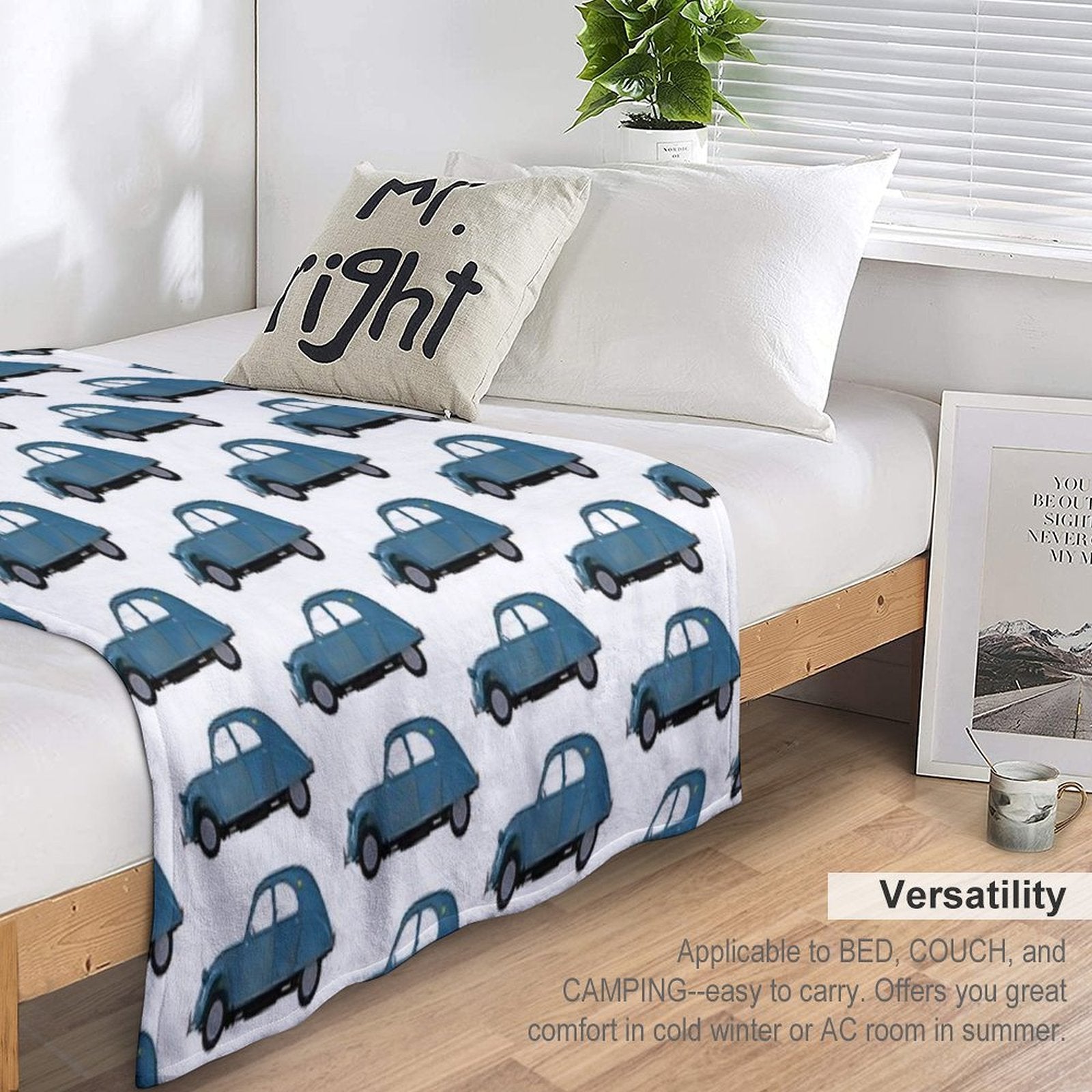 2CV Deux Chevaux Teal Version Velvety-soft Throw Blanket