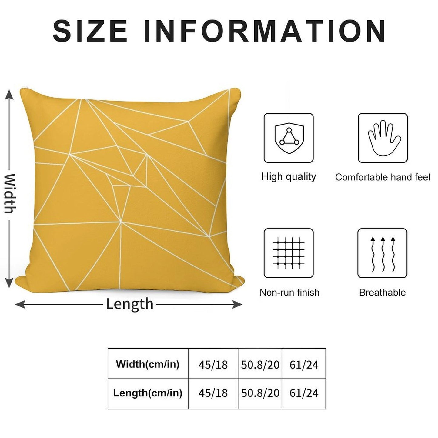 Yellow And White Geometric Lines Soft Anti-Pilling Throw Pillow