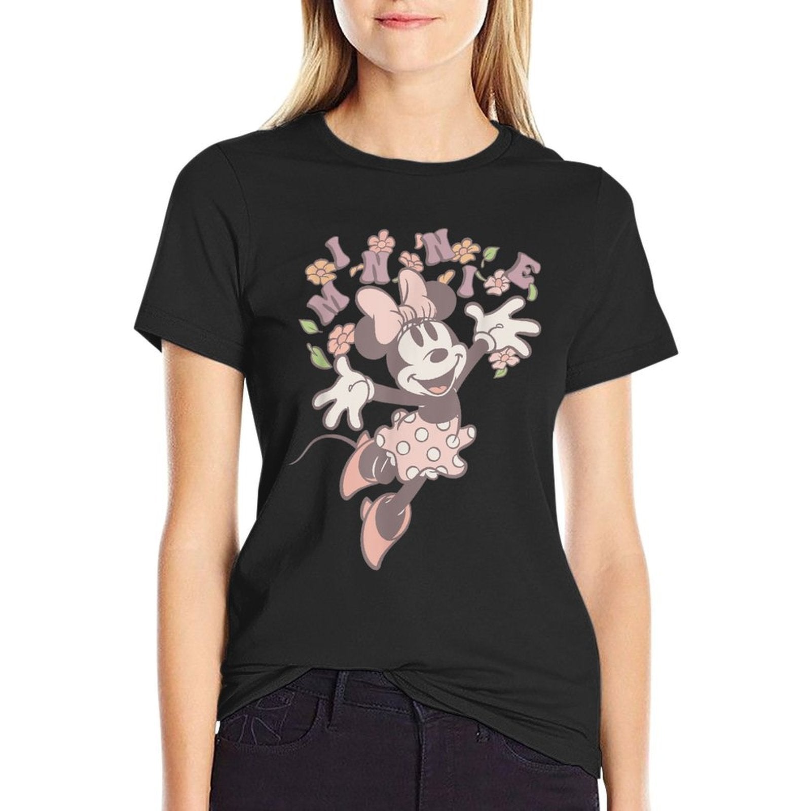 Disney Minnie Mouse Classic Minnie With Flowers  Graphic-printed T-Shirt
