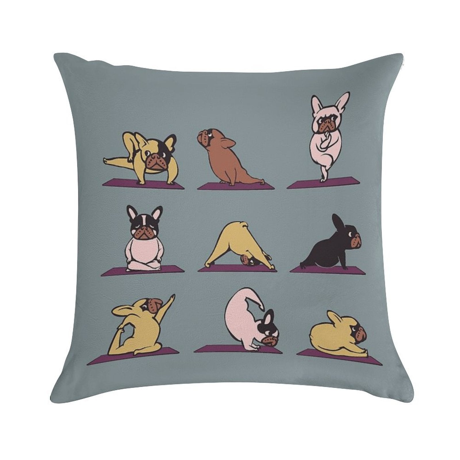 Frenchie Yoga Soft Reinforced Edging Throw Pillow