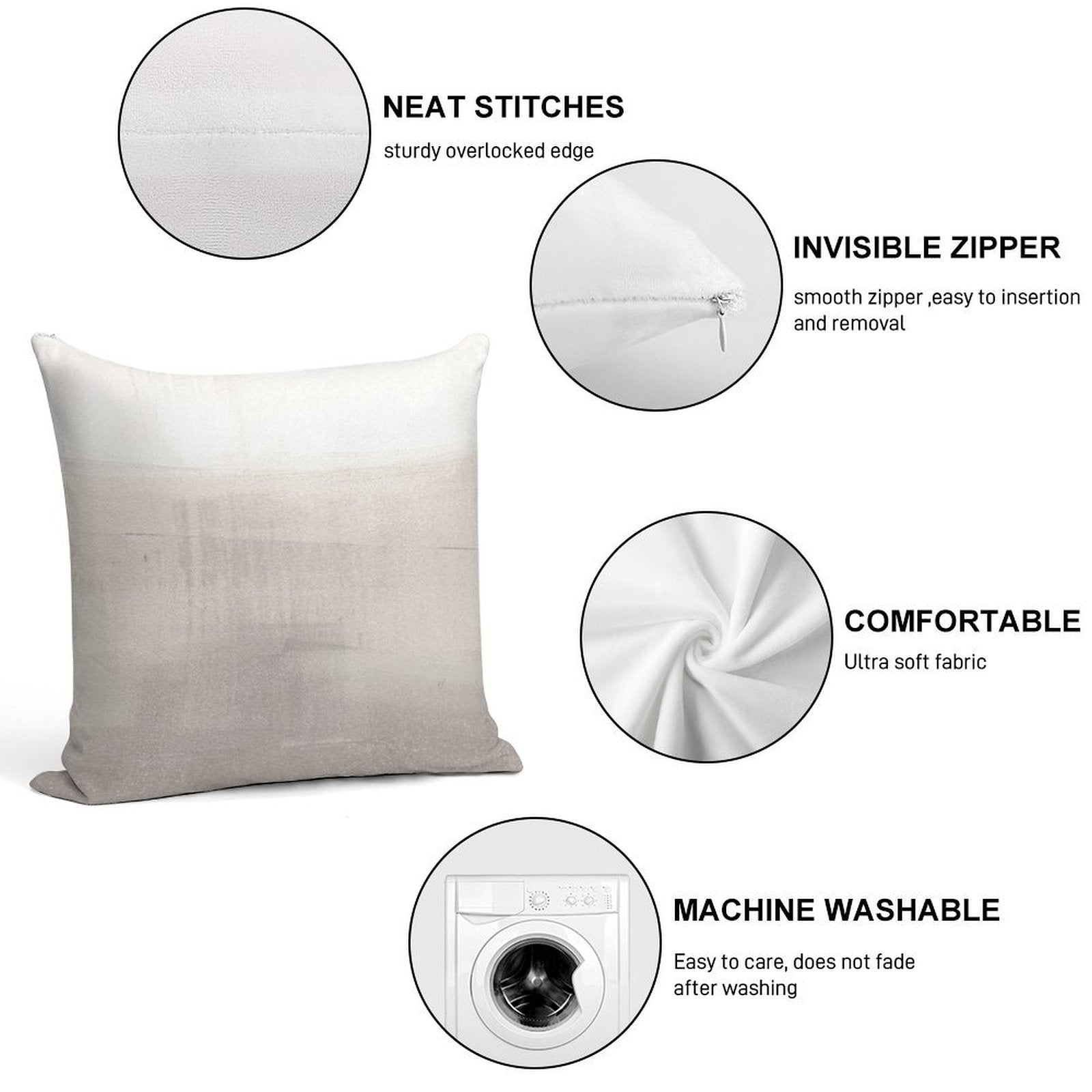 Beige Horizon Minimalist Abstract Landscape Soft Warmth Comfort Throw Pillow