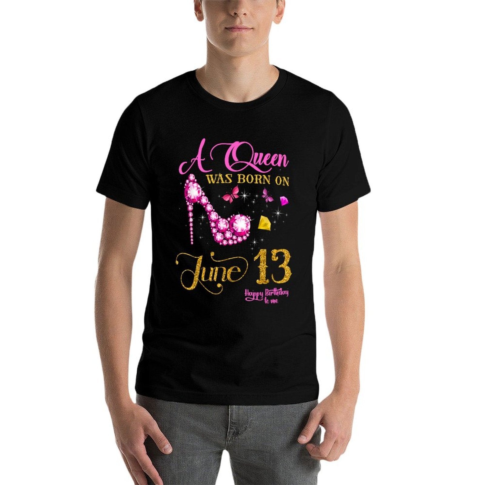 A Queen Was Born on June 13, 13th June Birthday  Oversized Silhouette T-Shirt