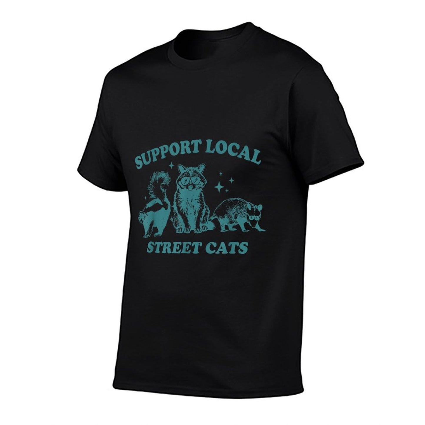 Support-Local-Street-Cat Funny Vintage Raccoon Opossum Skunk Cotton T-Shirt