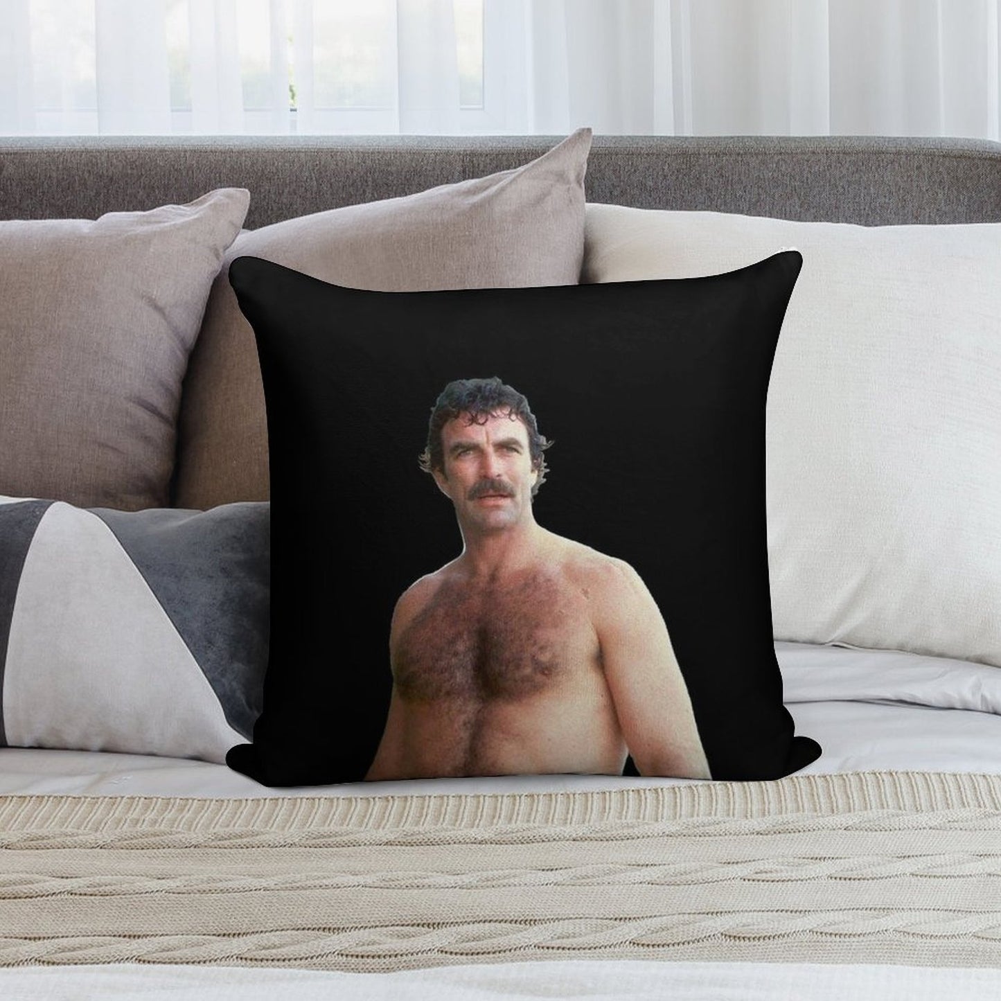 Tom Selleck Soft Fade-Resistant Throw Pillow